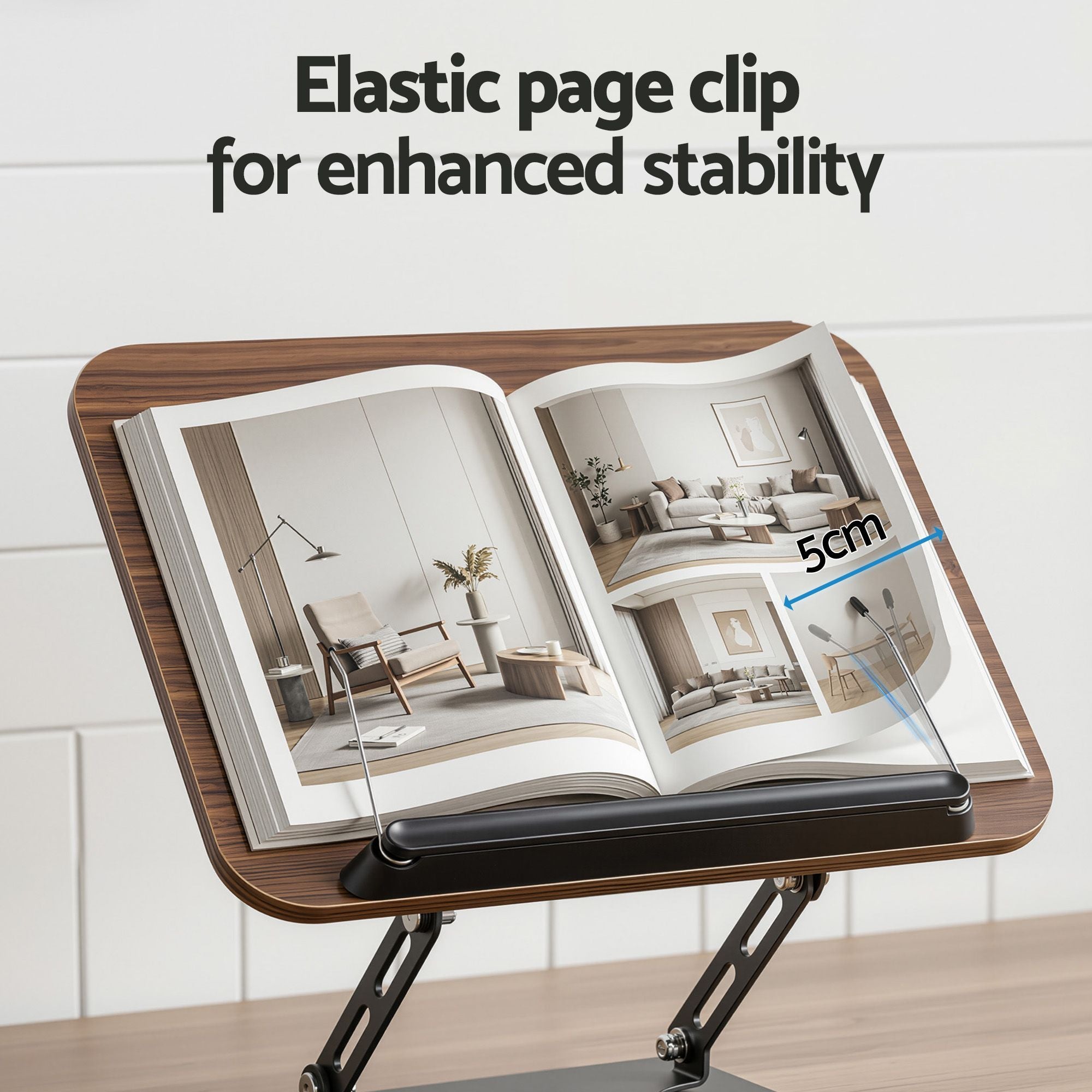 Adjustable Book Stand with 360 Degree Rotating Base and Page Clip Foldable Reading Holder