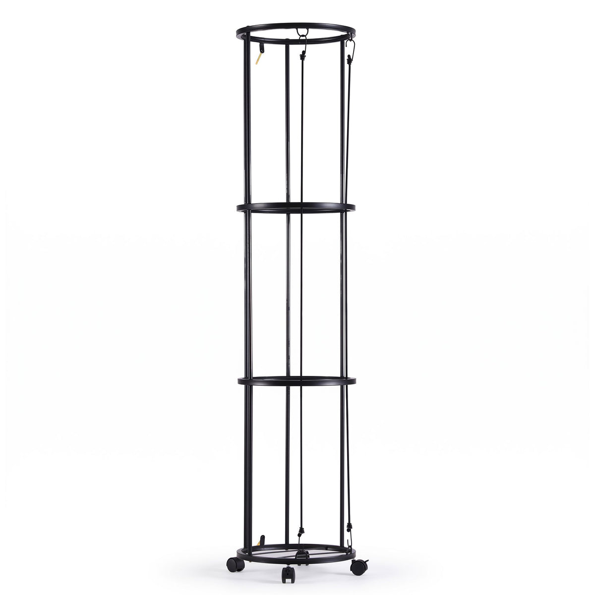 Vertical Ball Storage Rack with Wheels and 3-Tier Organiser - Black