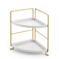 Bathroom Corner Shelf Countertop Organiser Vanity Storage Rack White Gold
