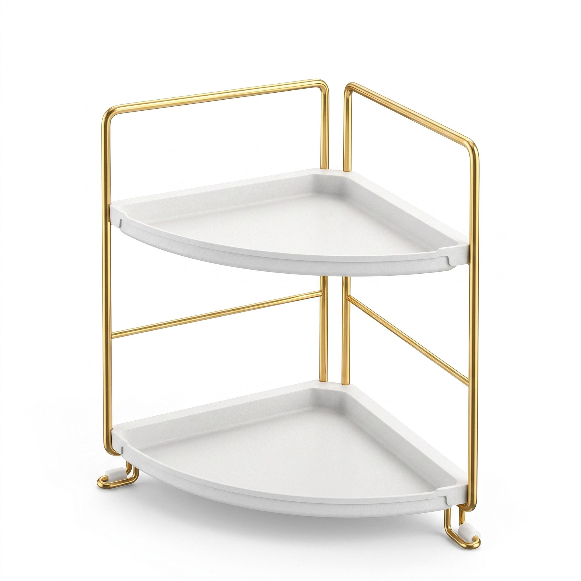 Bathroom Corner Shelf Countertop Organiser Vanity Storage Rack White Gold