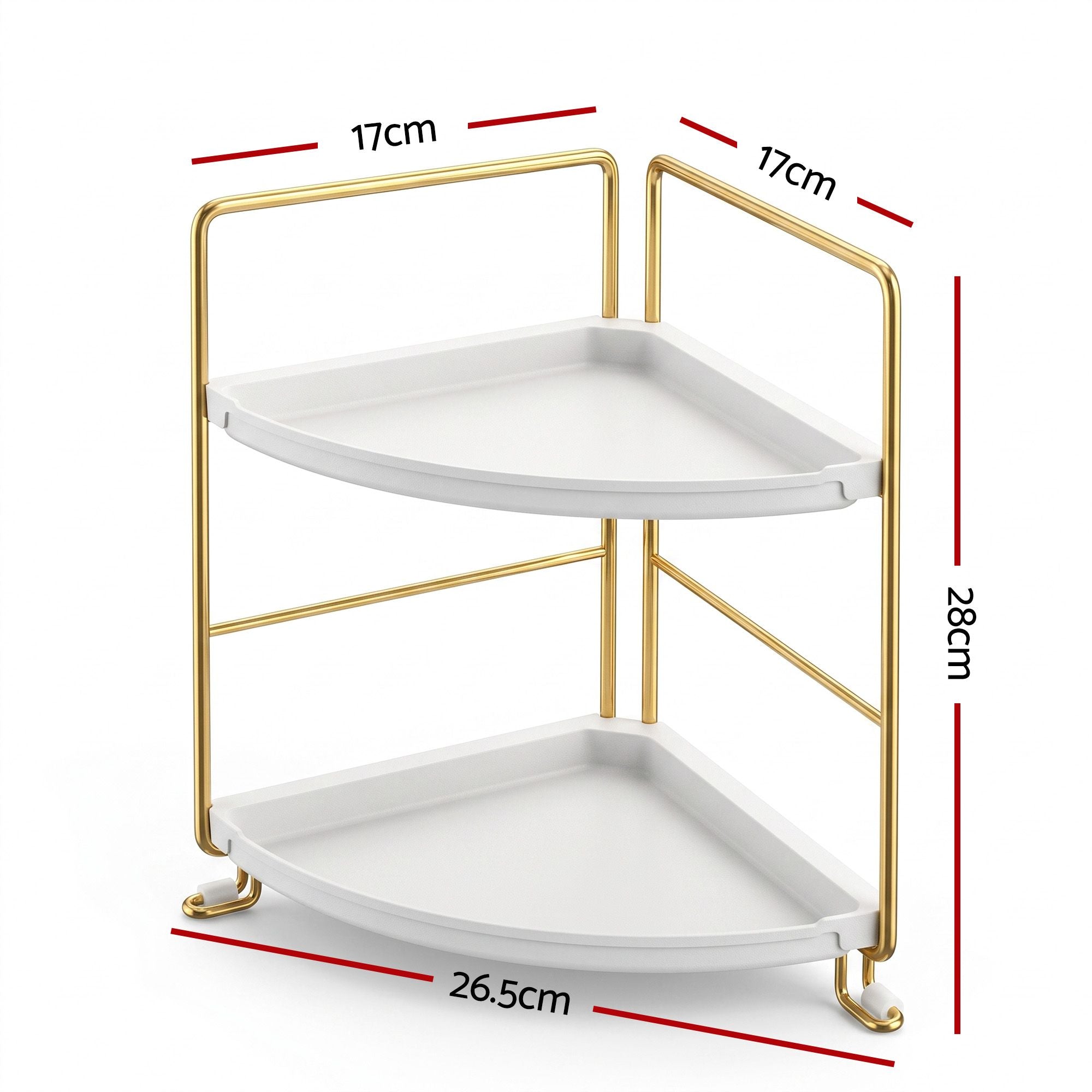 Bathroom Corner Shelf Countertop Organiser Vanity Storage Rack White Gold