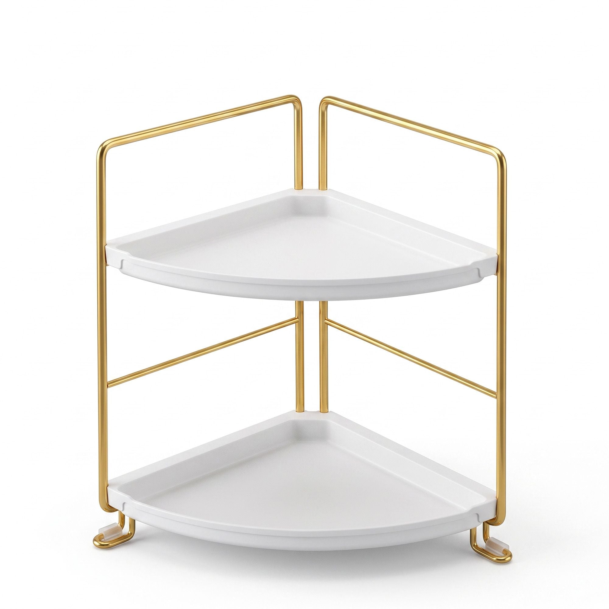 Bathroom Corner Shelf Countertop Organiser Vanity Storage Rack White Gold