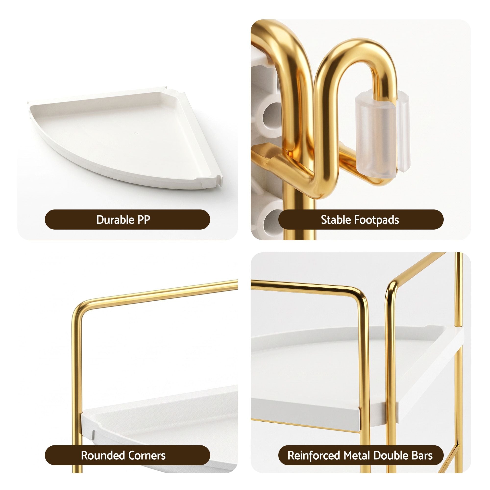 Bathroom Corner Shelf Countertop Organiser Vanity Storage Rack White Gold