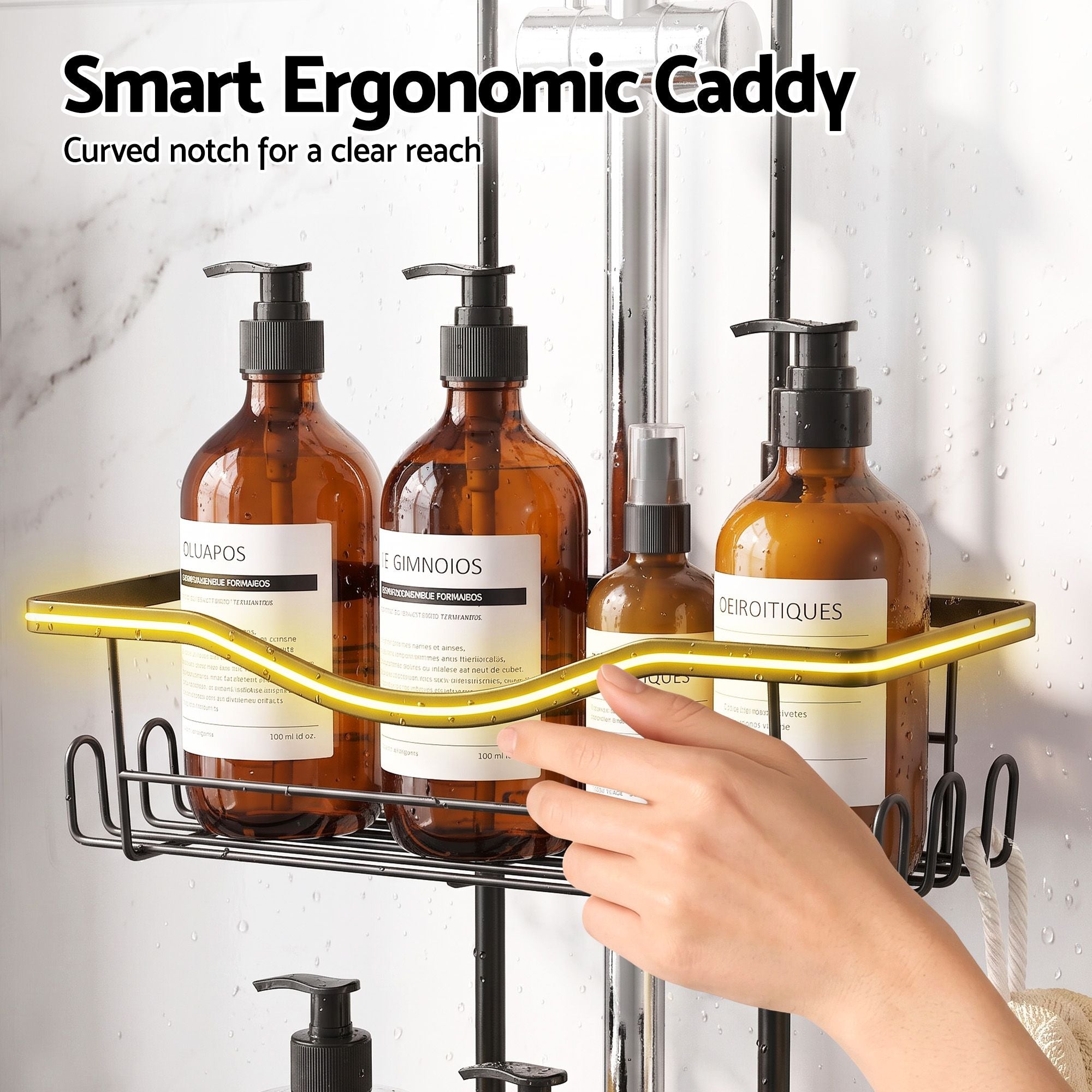 Shower Caddy Hanging Bathroom Organiser Over Head Black