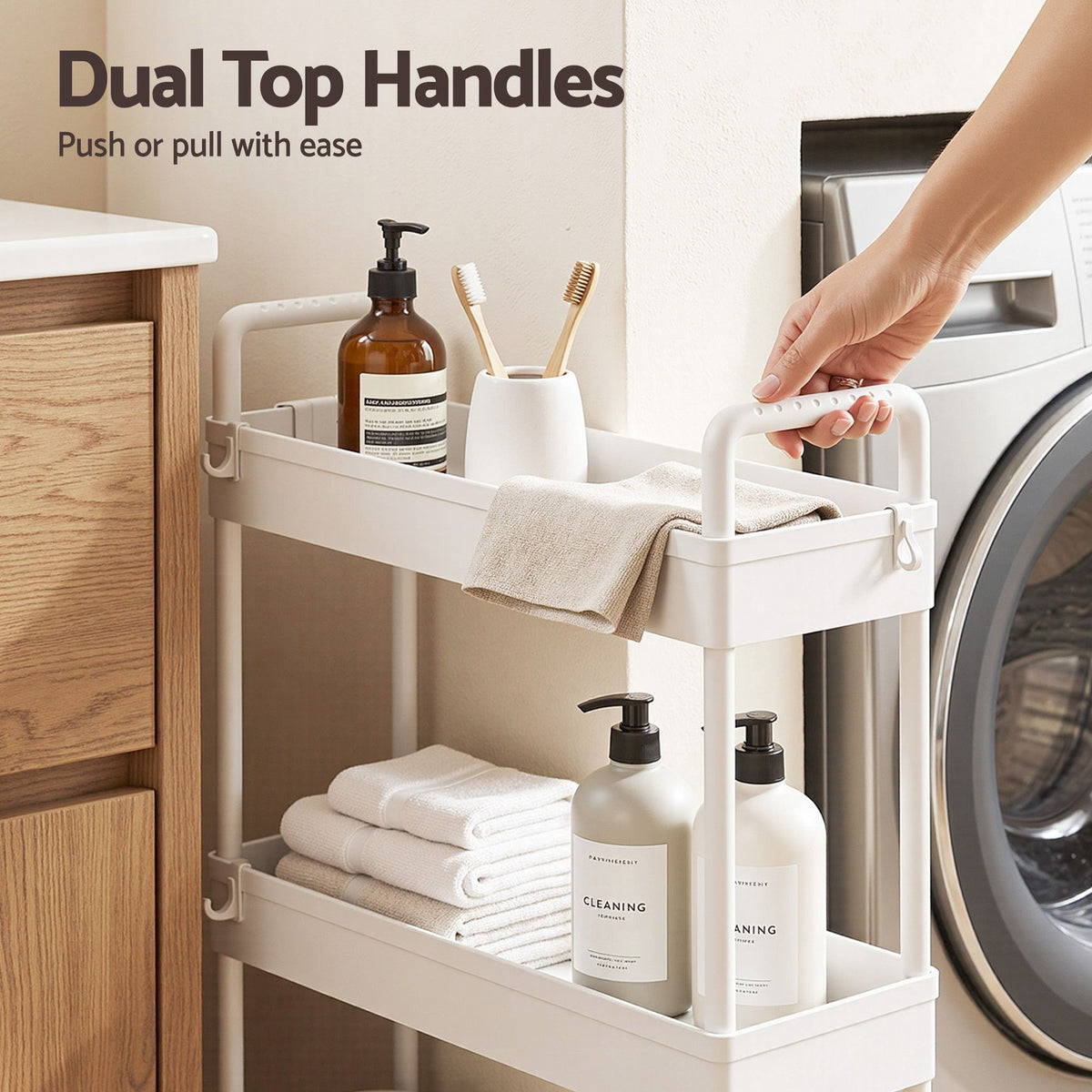 3 Tier Slim Storage Trolley Narrow Utility Organiser Rack - White