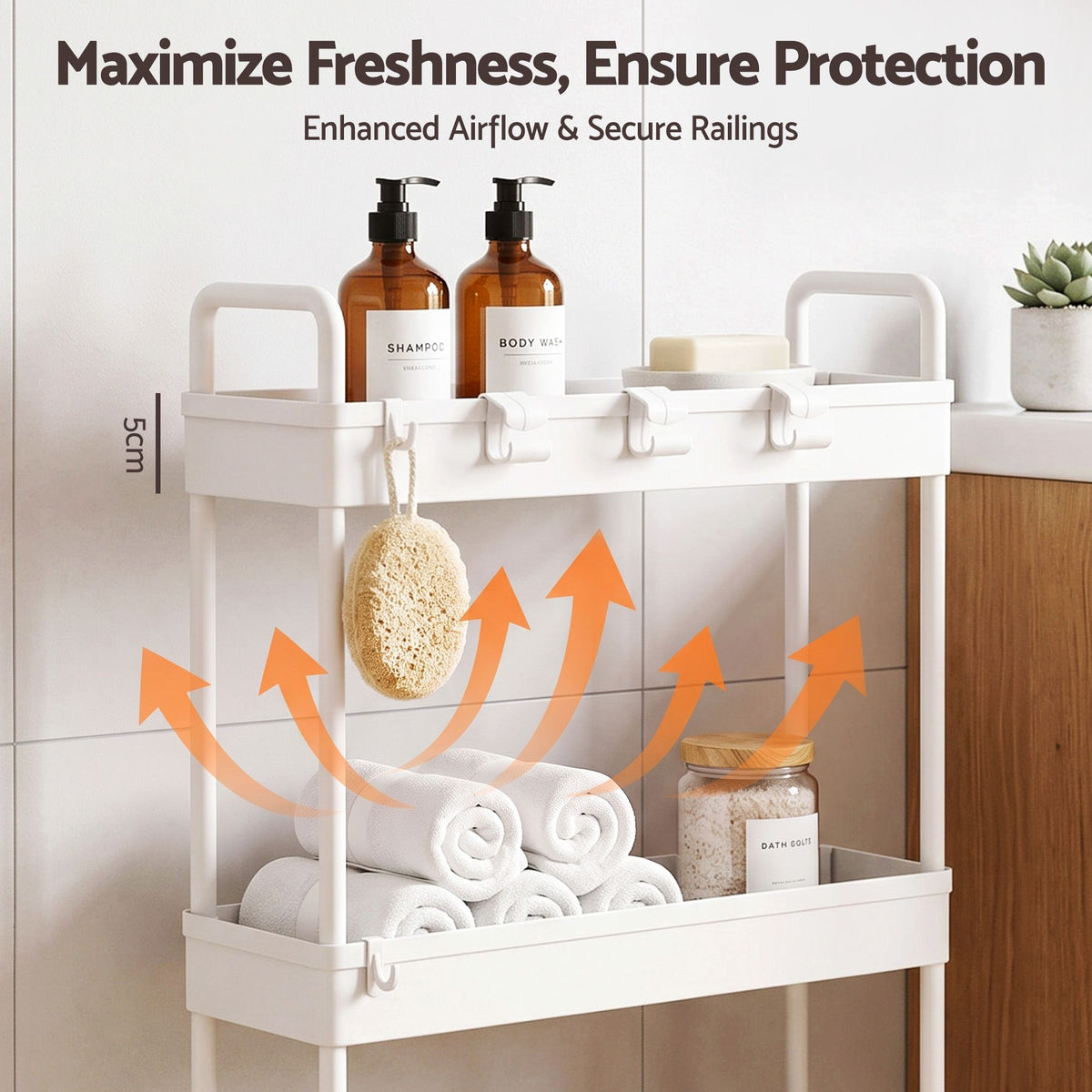3 Tier Slim Storage Trolley Narrow Utility Organiser Rack - White