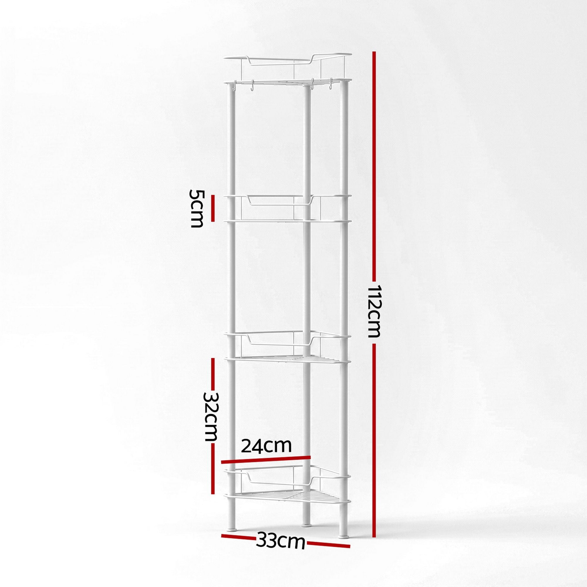 4 Tier Floor Standing Corner Shower Caddy Bathroom Organizer - White