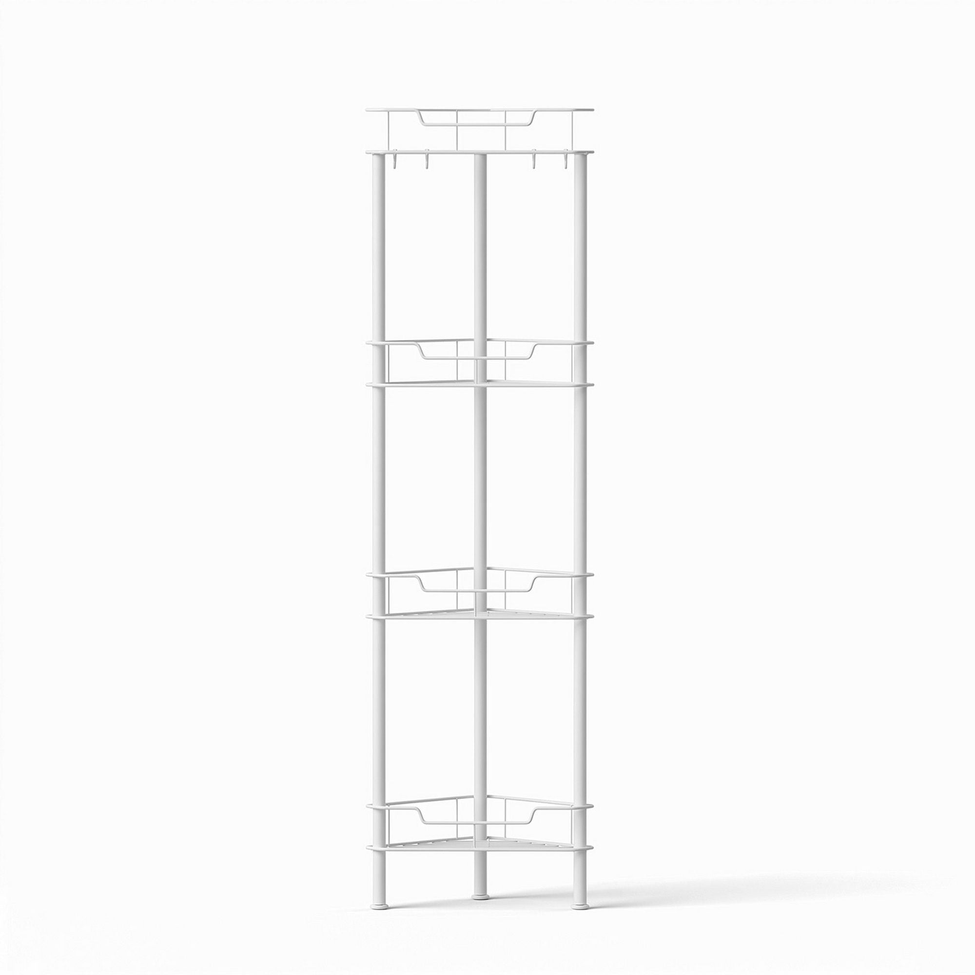 4 Tier Floor Standing Corner Shower Caddy Bathroom Organizer - White