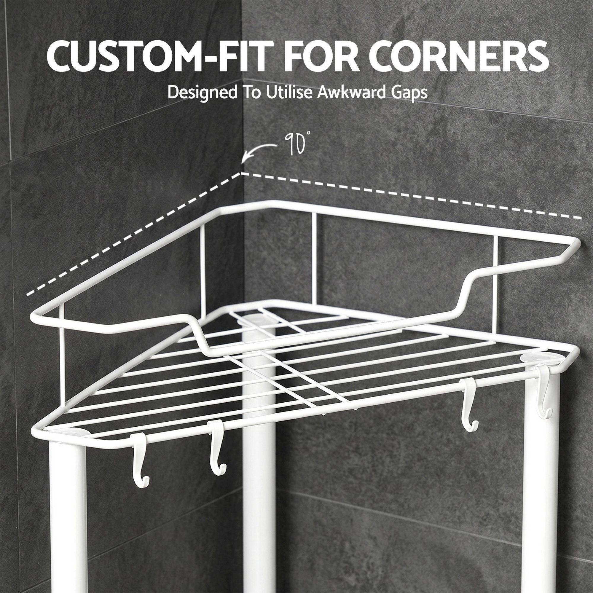 4 Tier Floor Standing Corner Shower Caddy Bathroom Organizer - White