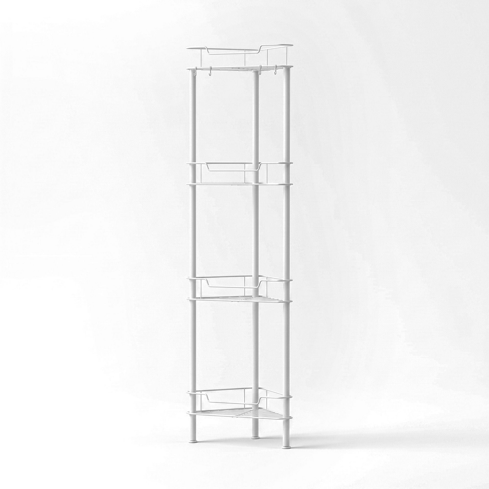 4 Tier Floor Standing Corner Shower Caddy Bathroom Organizer - White