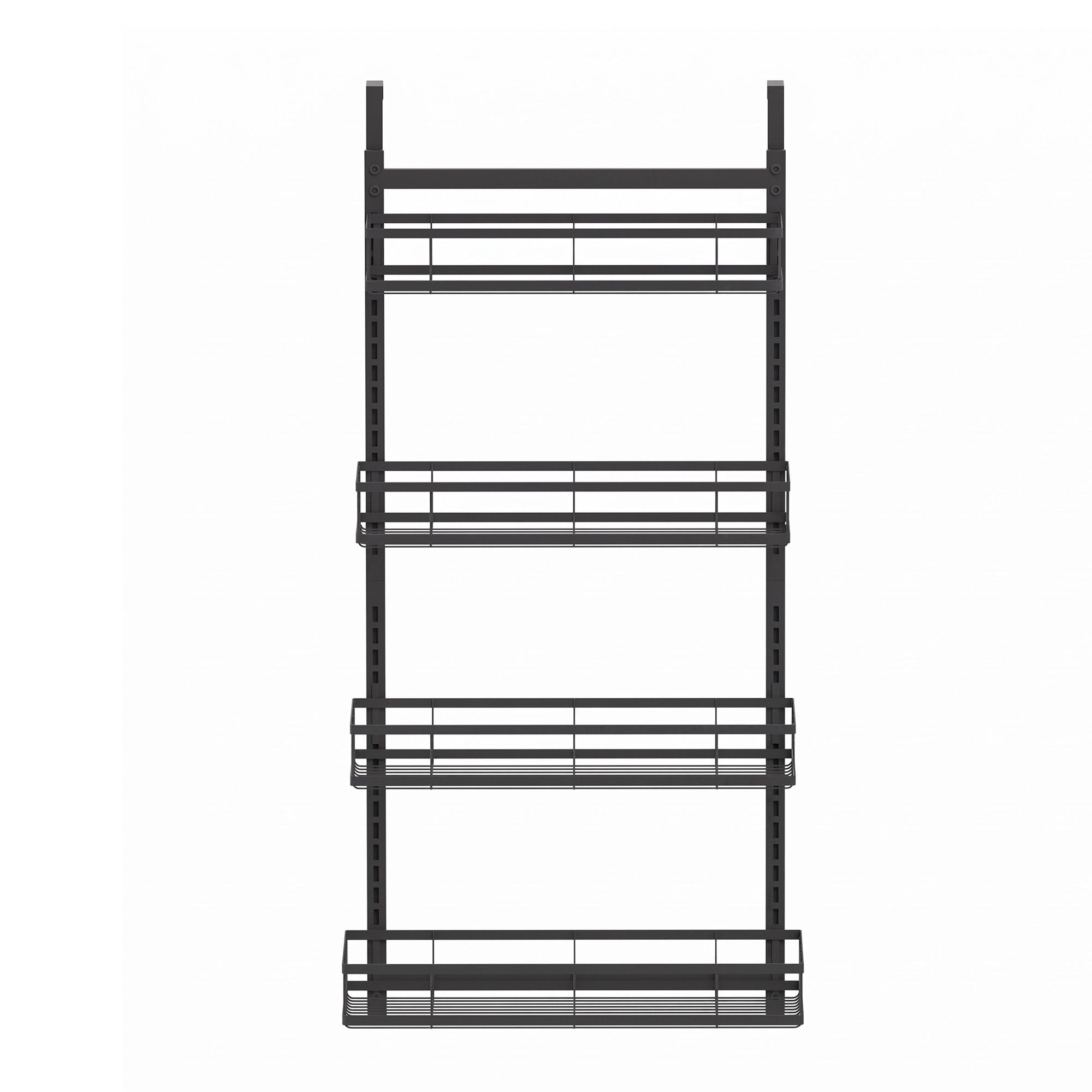 Over Door Bathroom Rack Hanging Organiser 4 Tier No Drill 91cm Black