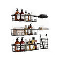 Shower Caddy 6 Pack Metal Bathroom Organiser Rust Resistant - Black