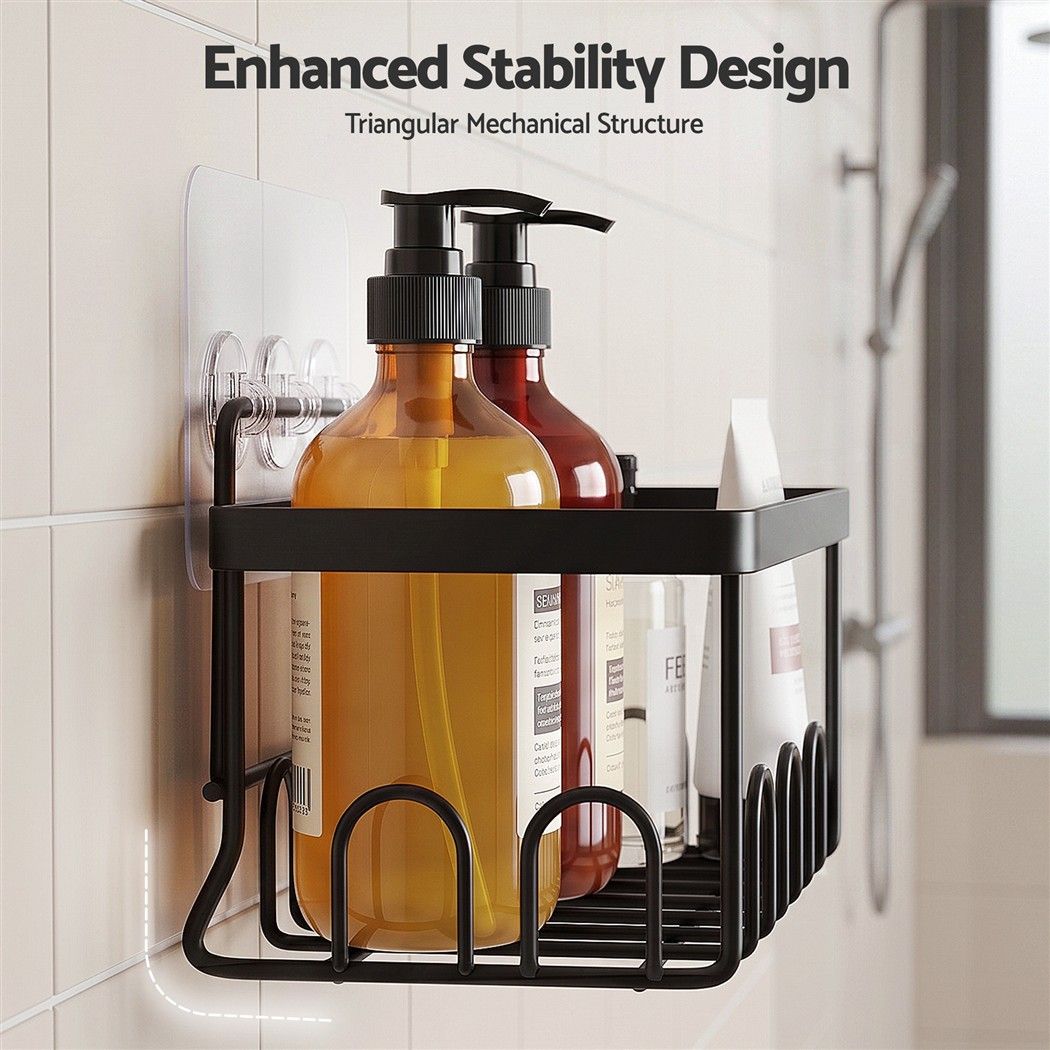 Shower Caddy 6 Pack Metal Bathroom Organiser Rust Resistant - Black