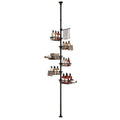 Tension Pole 6-Tier Corner Shower Caddy with Adjustable Baskets - Black