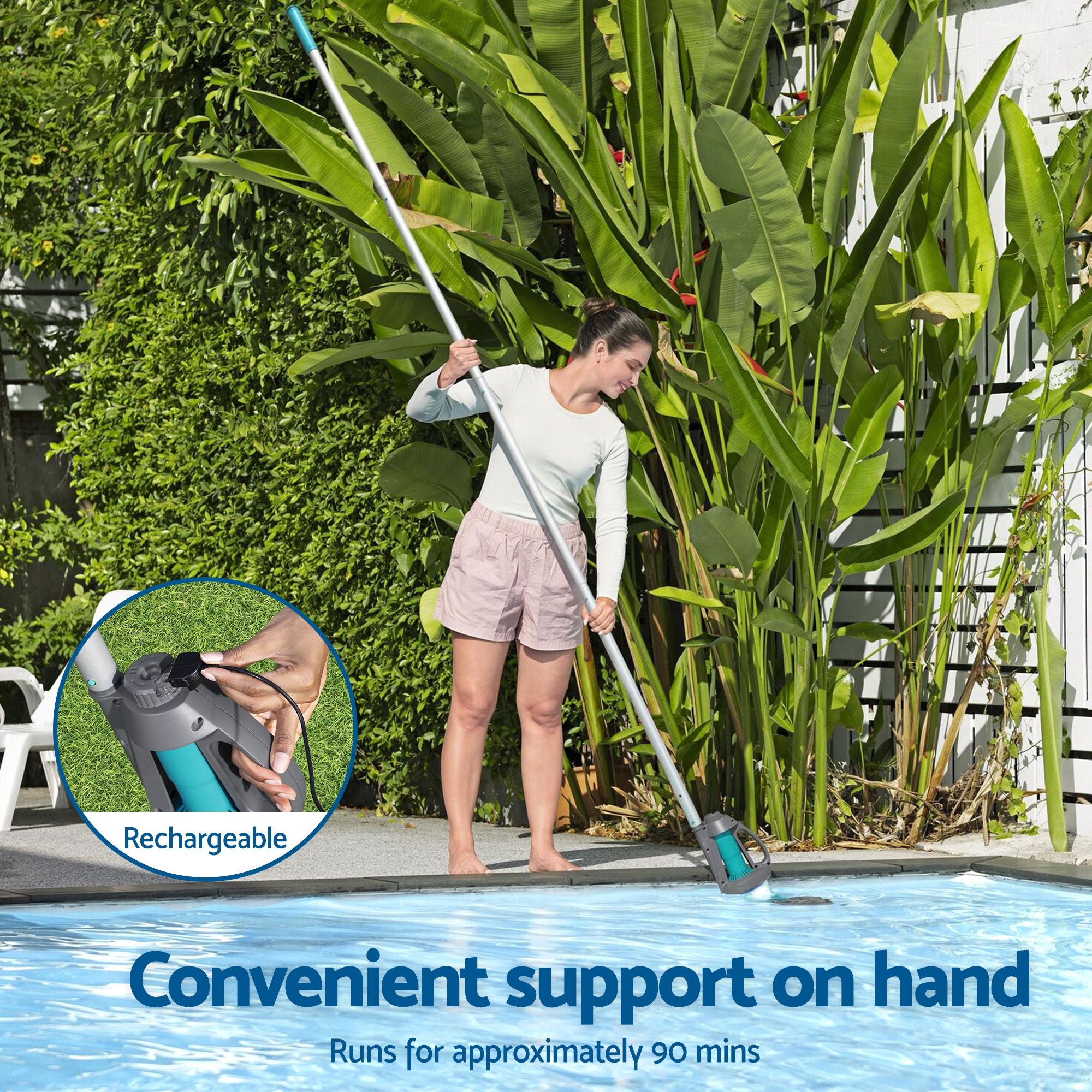 Pool Vacuum Cleaner Handheld Rechargeable Maintenance Kit Debris 2L