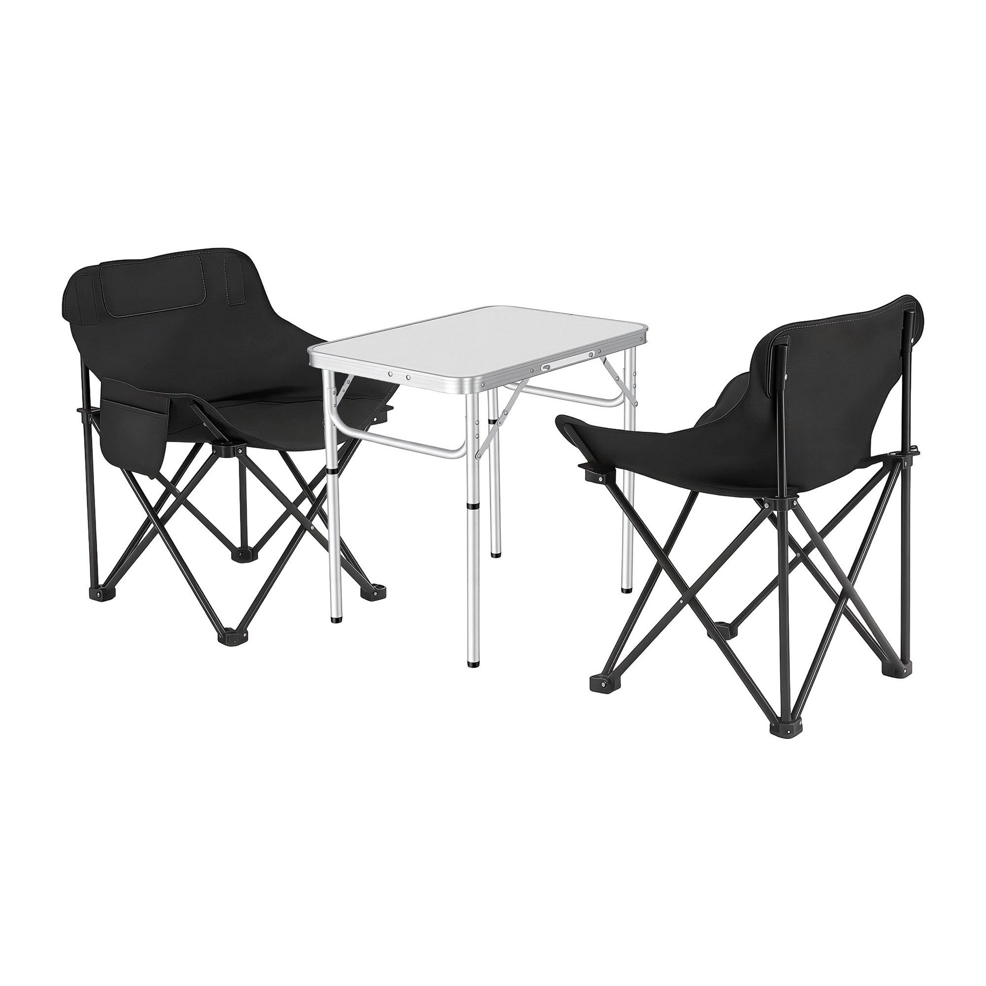 3-Piece Outdoor Folding Camping Table and Chair Set - Aluminium