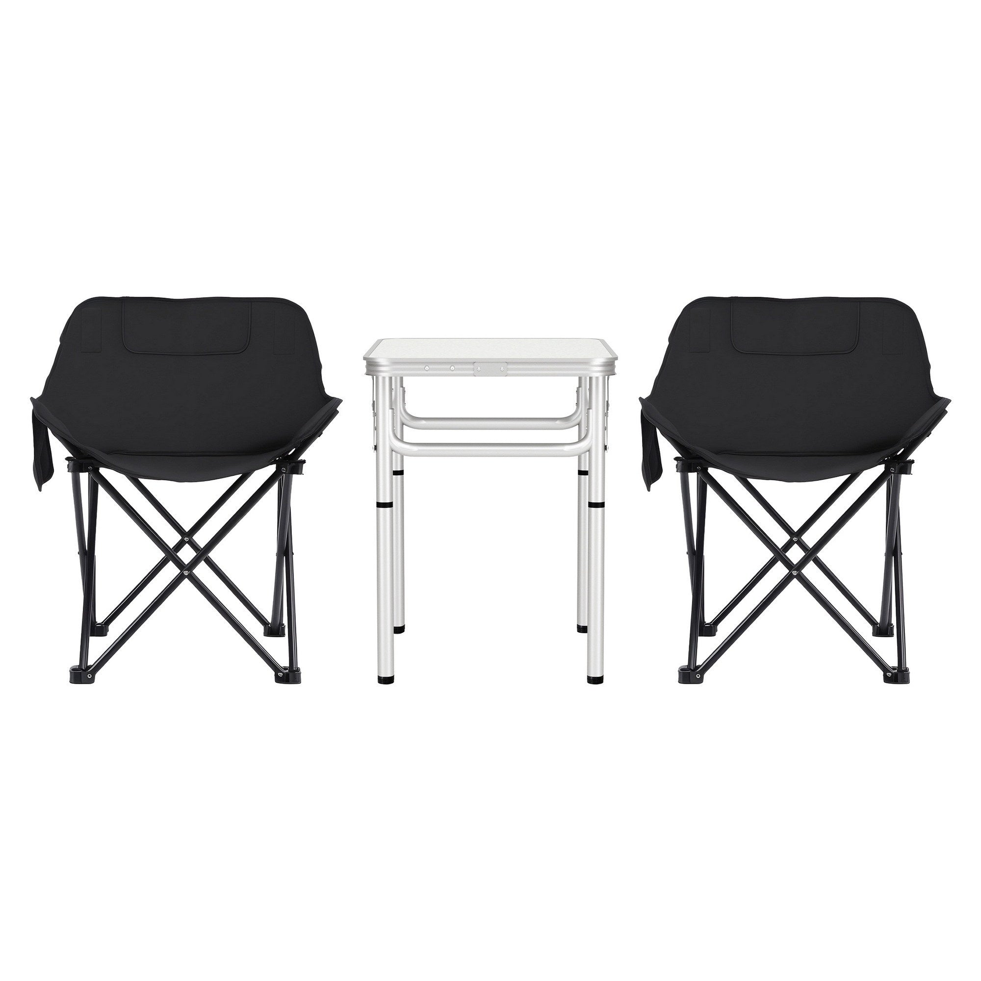 3-Piece Outdoor Folding Camping Table and Chair Set - Aluminium