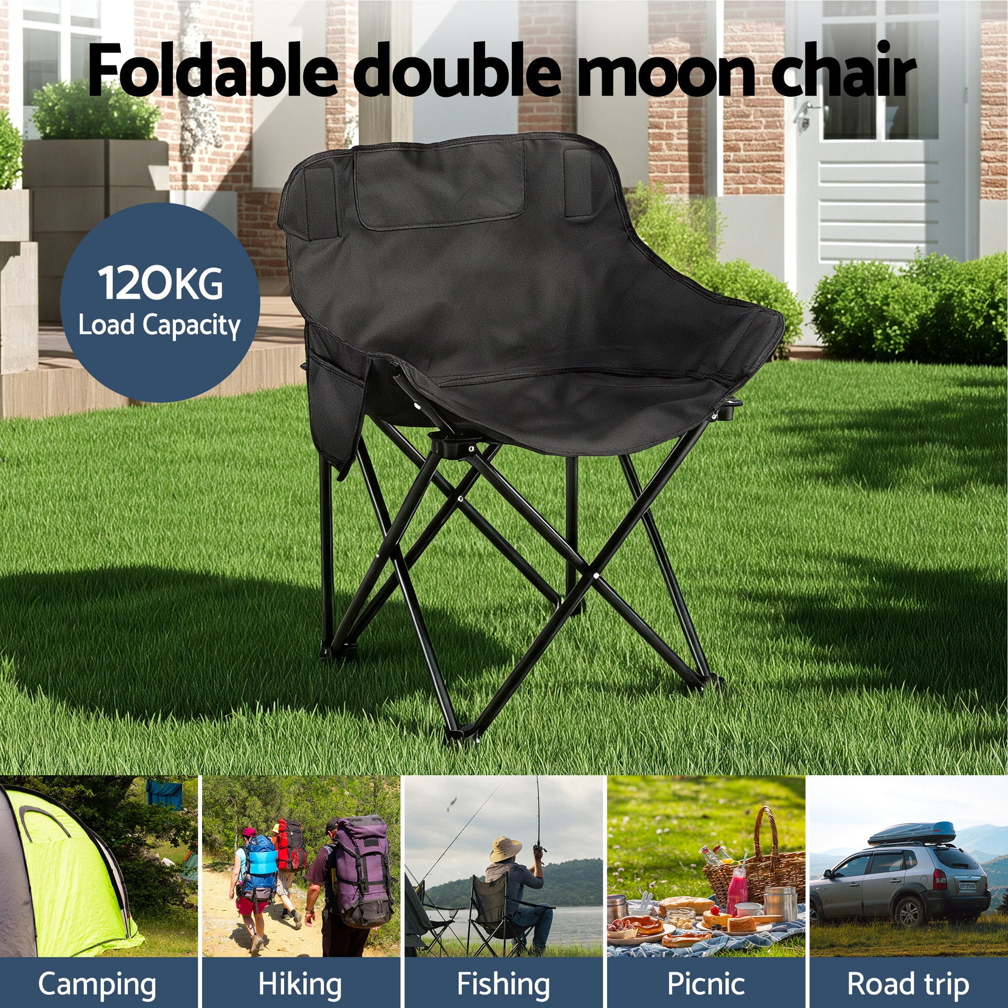 3-Piece Outdoor Folding Camping Table and Chair Set - Aluminium
