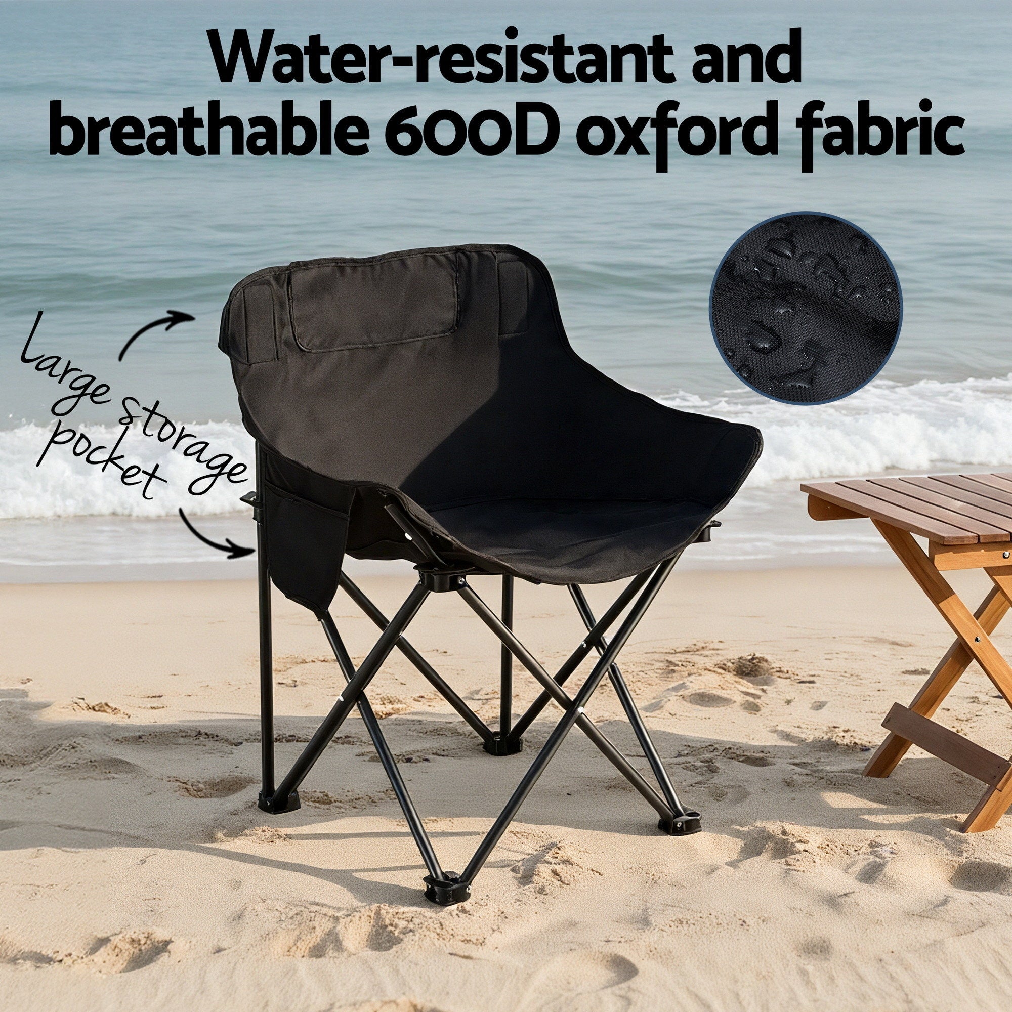 3-Piece Outdoor Folding Camping Table and Chair Set - Aluminium