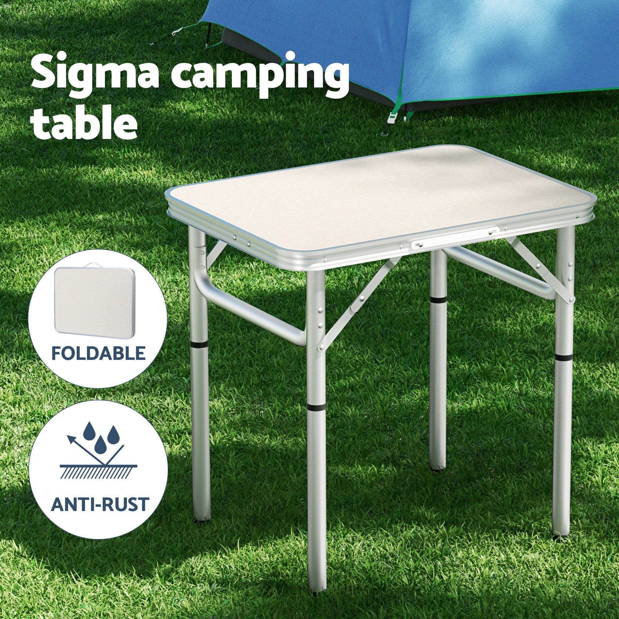 3-Piece Outdoor Folding Camping Table and Chair Set - Aluminium