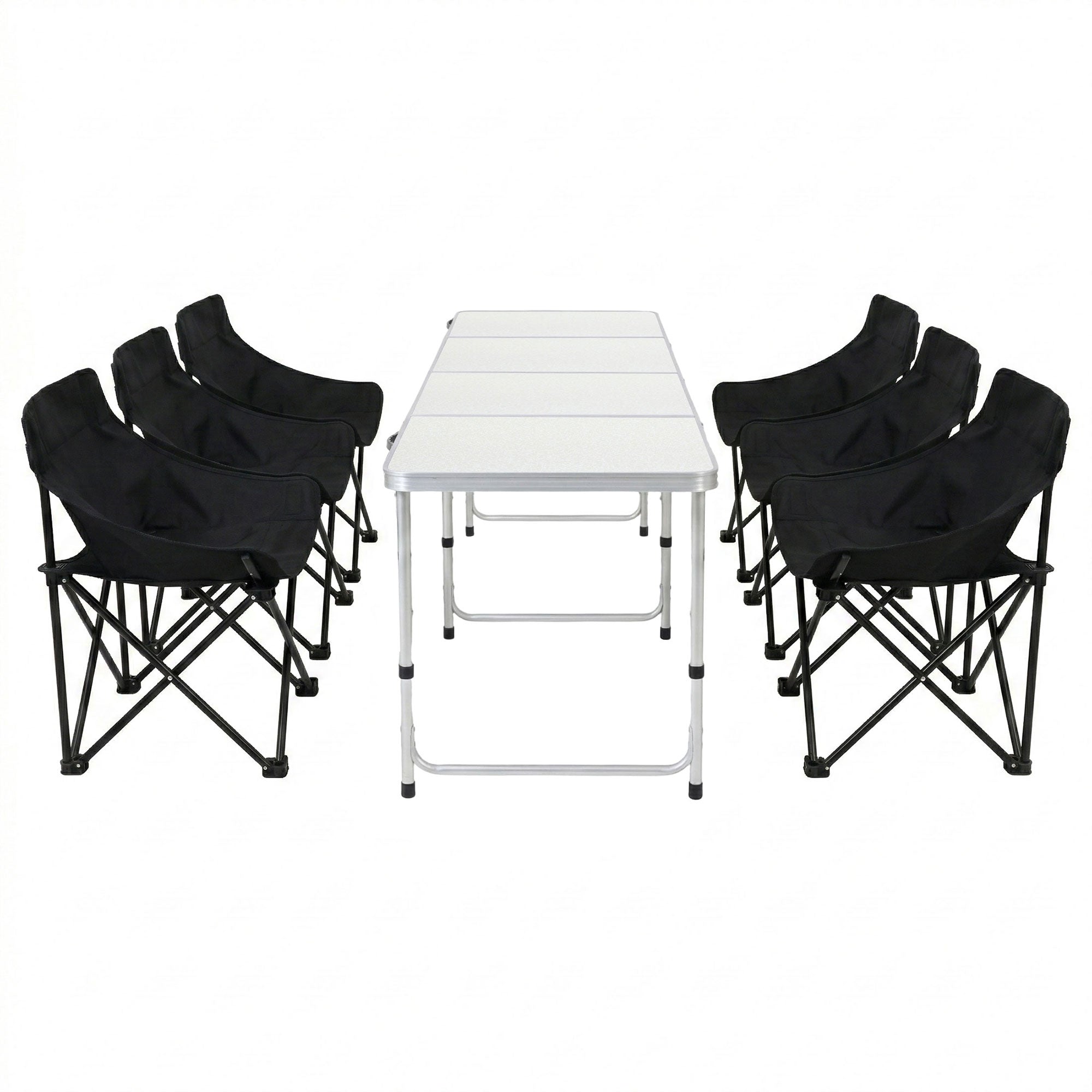 7-Piece Outdoor Folding Camping Table and Chairs Set - Aluminium Steel