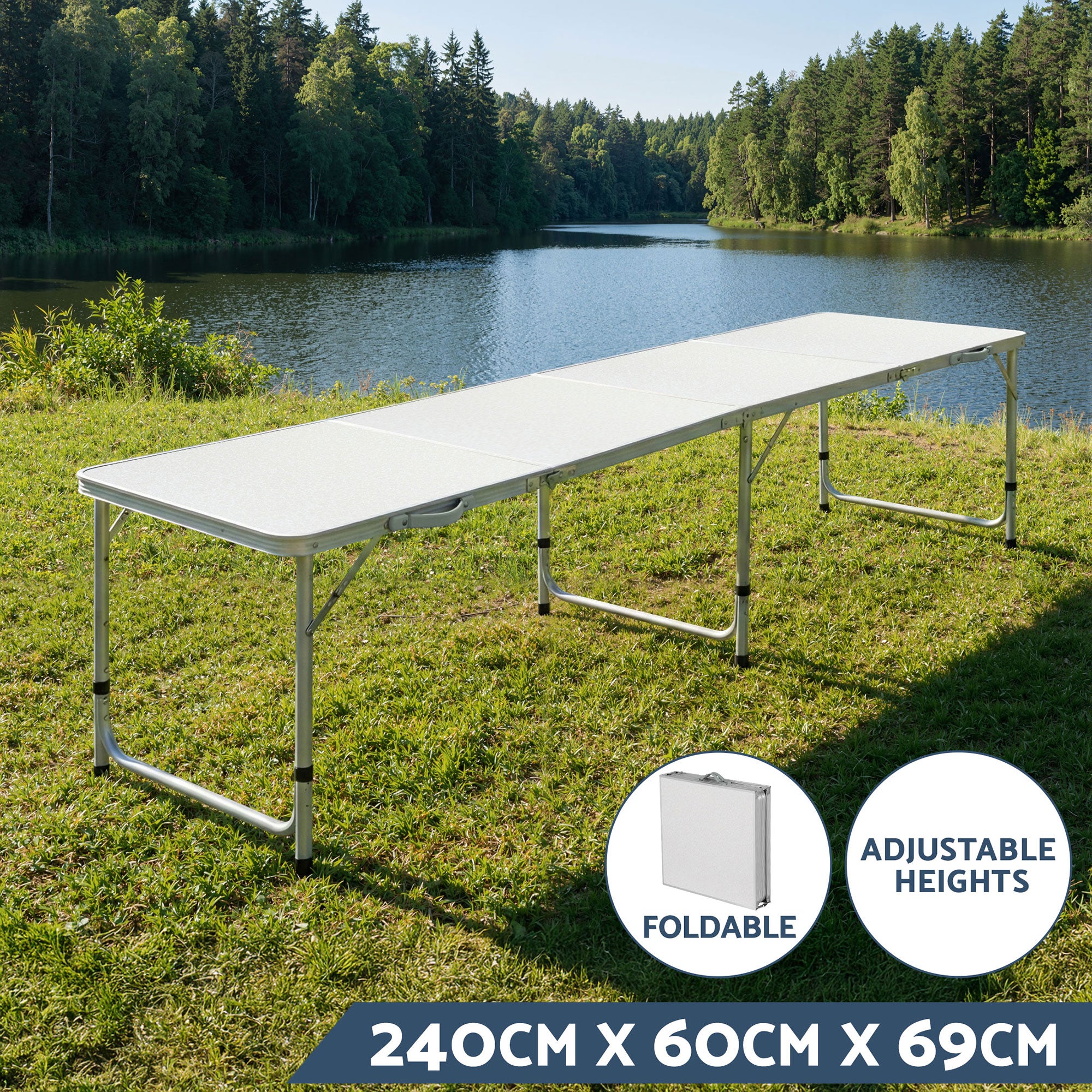 7-Piece Outdoor Folding Camping Table and Chairs Set - Aluminium Steel
