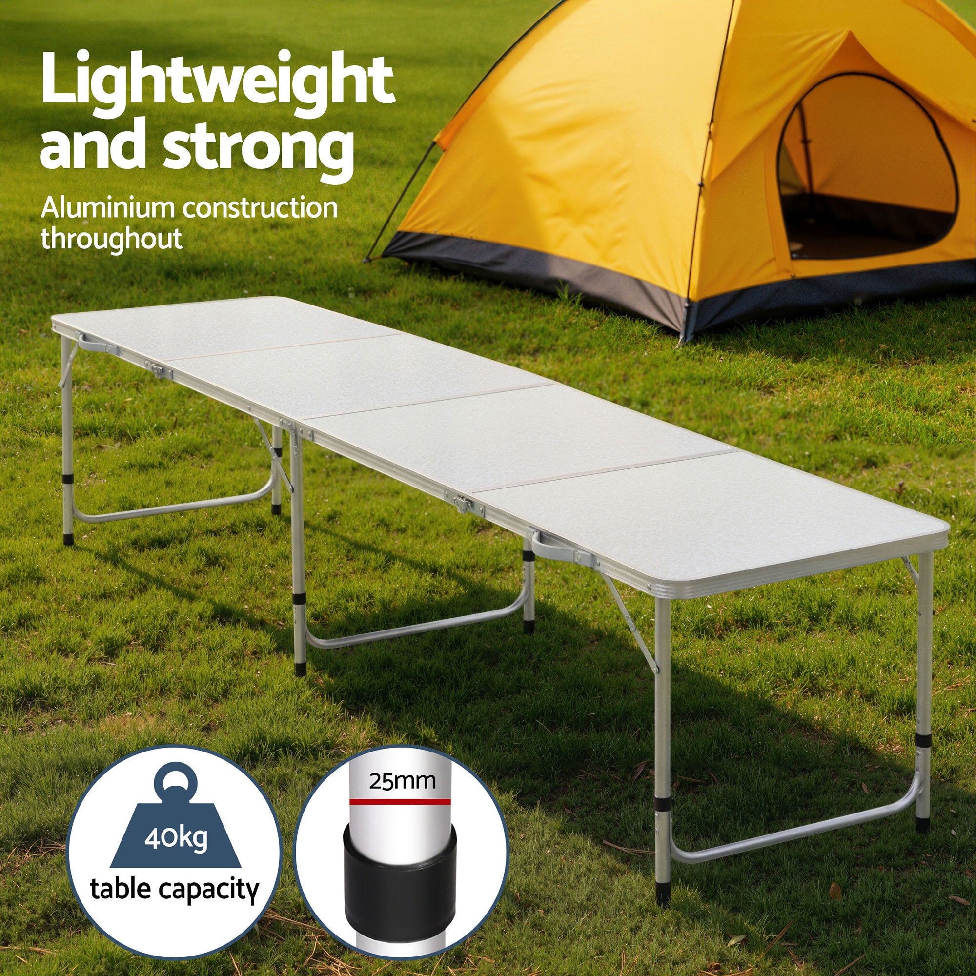 7-Piece Outdoor Folding Camping Table and Chairs Set - Aluminium Steel