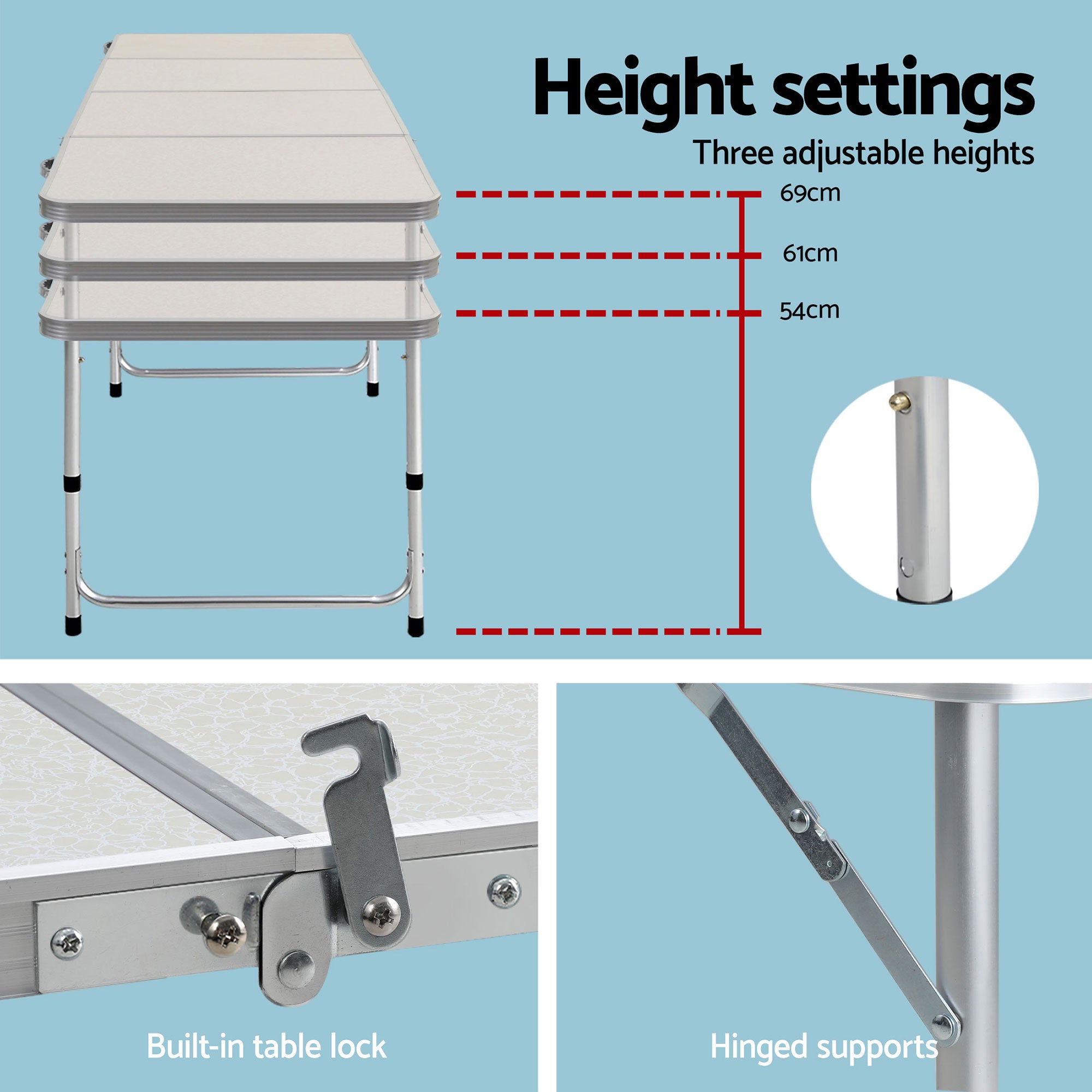 7-Piece Outdoor Folding Camping Table and Chairs Set - Aluminium Steel