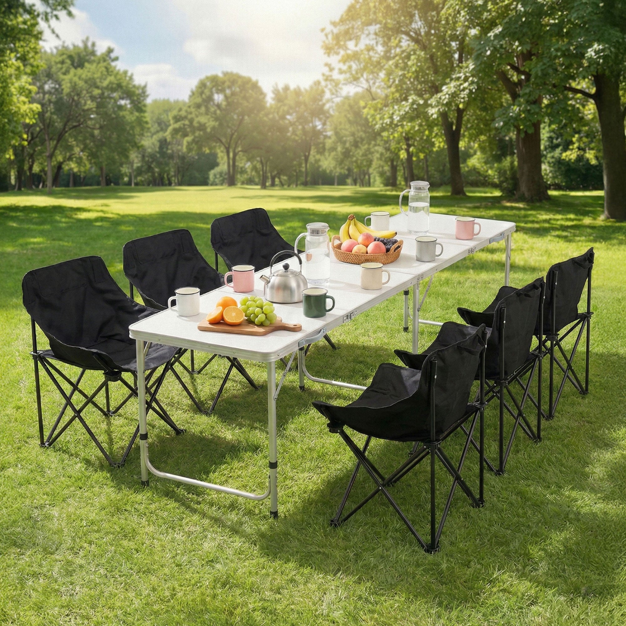 7-Piece Outdoor Folding Camping Table and Chairs Set - Aluminium Steel