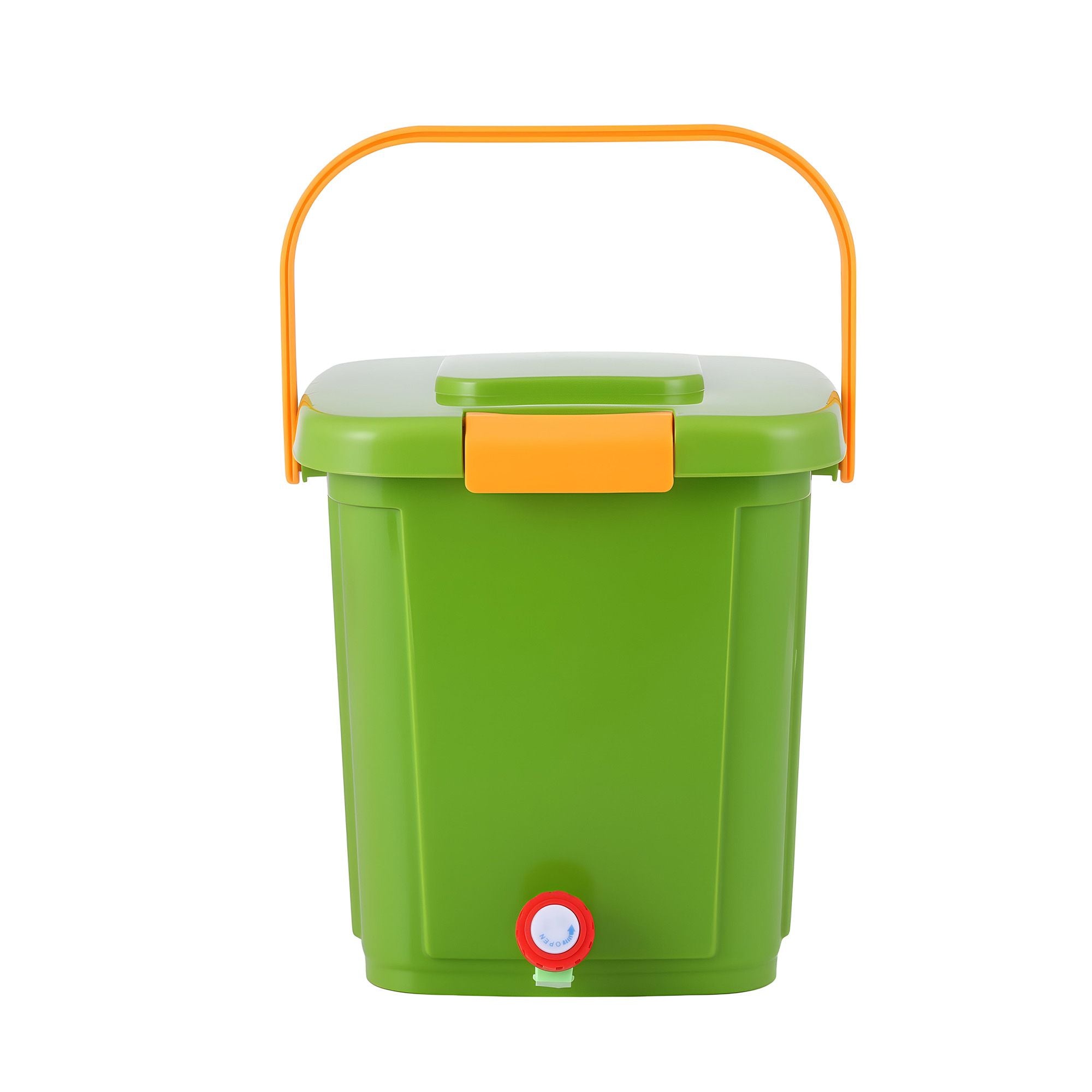 15L Kitchen Compost Bin with Drain Tap and 3-Compartment Sorting - Green