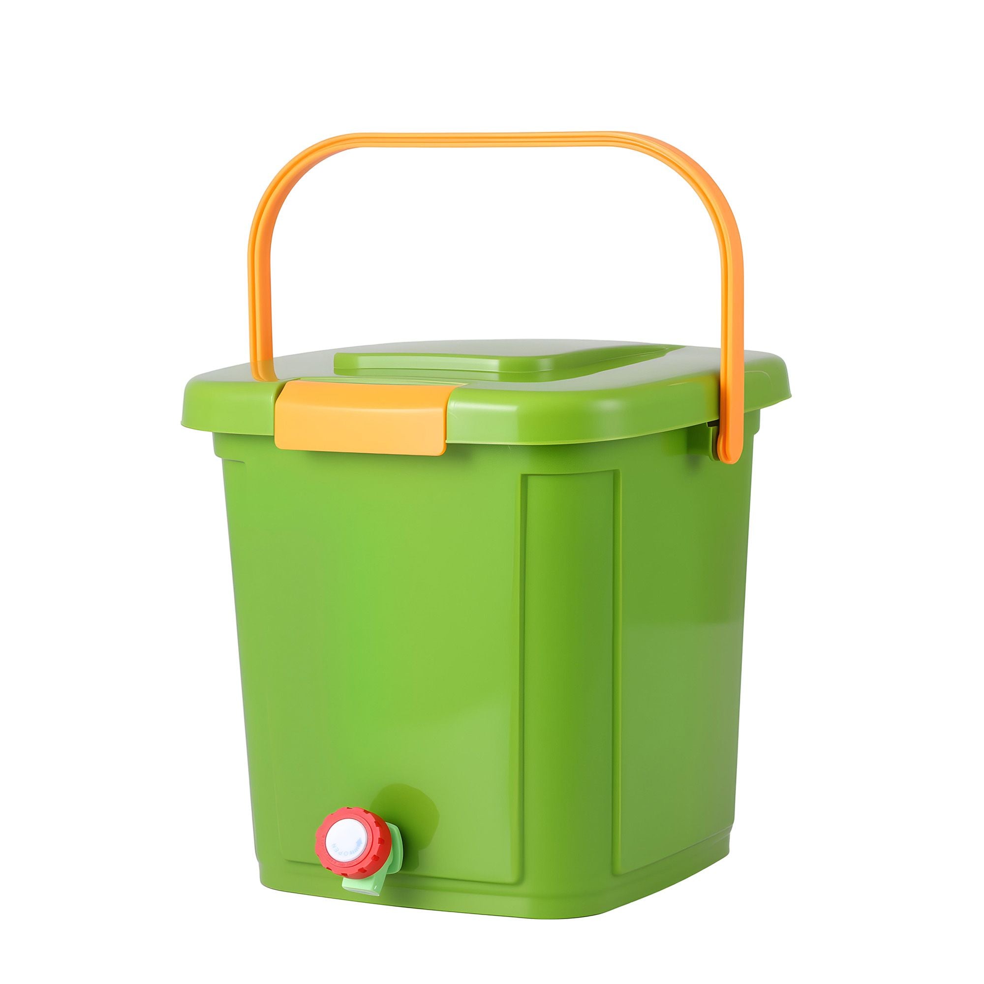 15L Kitchen Compost Bin with Drain Tap and 3-Compartment Sorting - Green