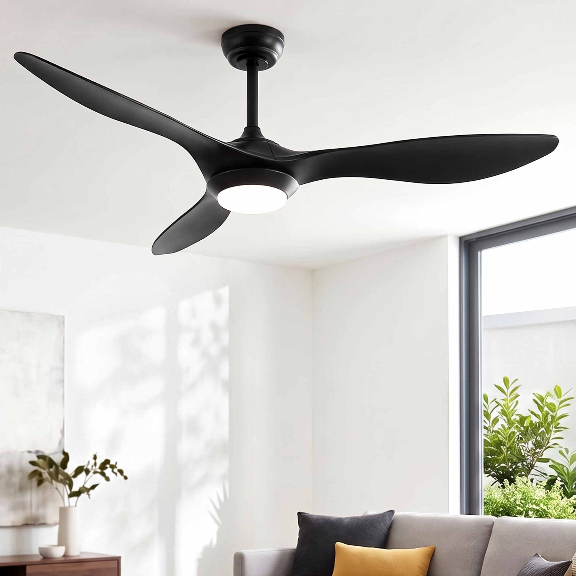 52'' Ceiling Fan DC Motor w/Light w/Remote - Black