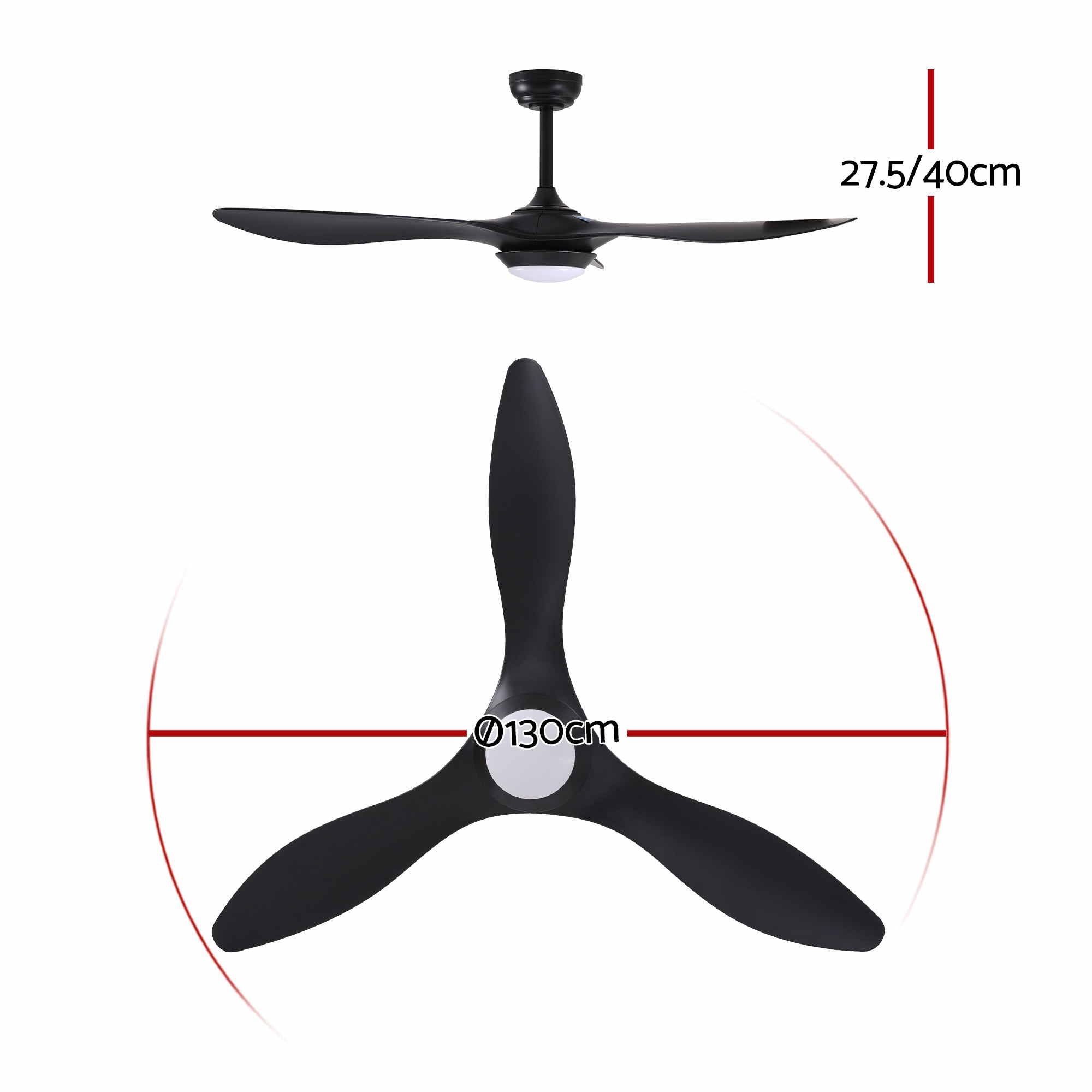 52'' Ceiling Fan DC Motor w/Light w/Remote - Black