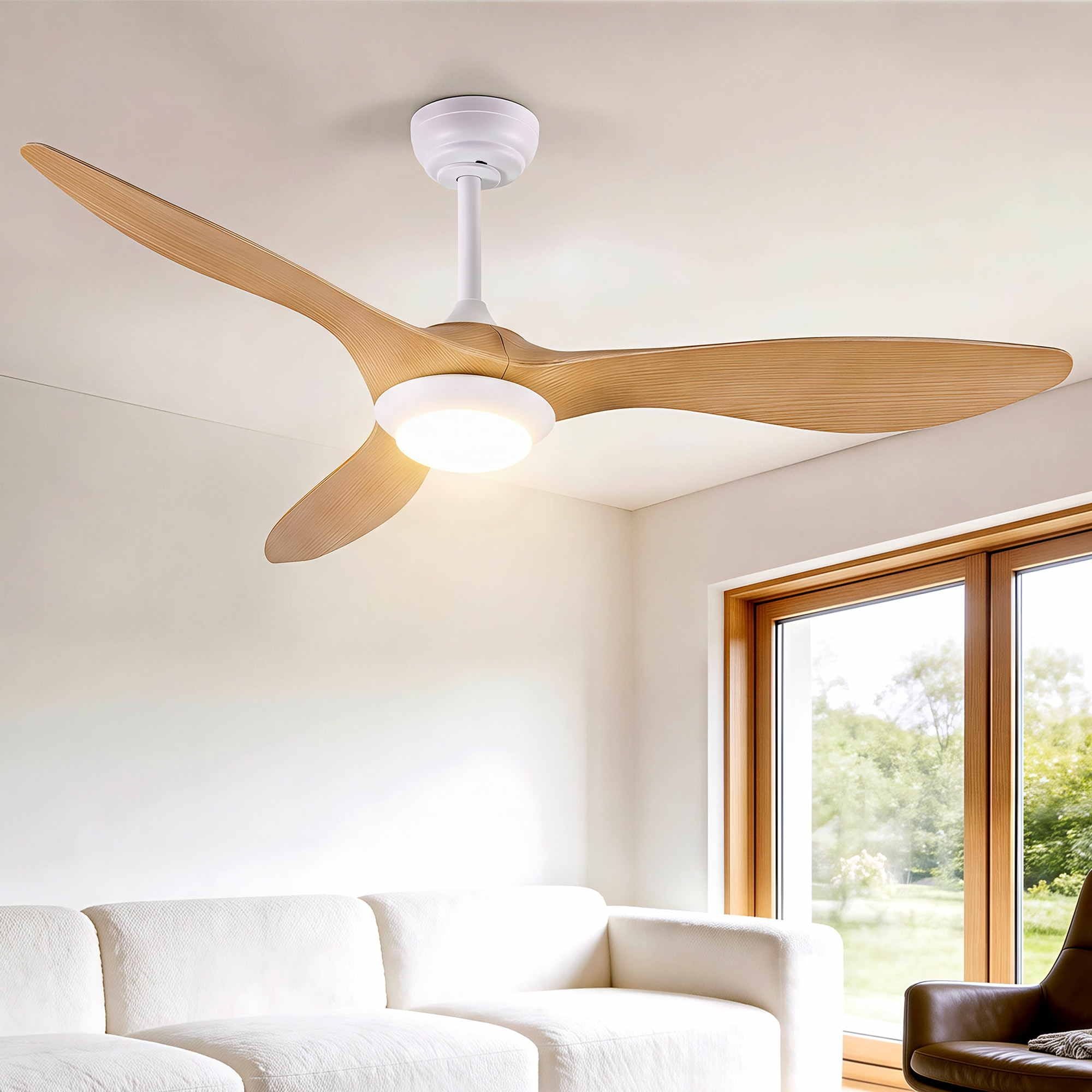 52'' Ceiling Fan DC Motor w/Light w/Remote - Wood