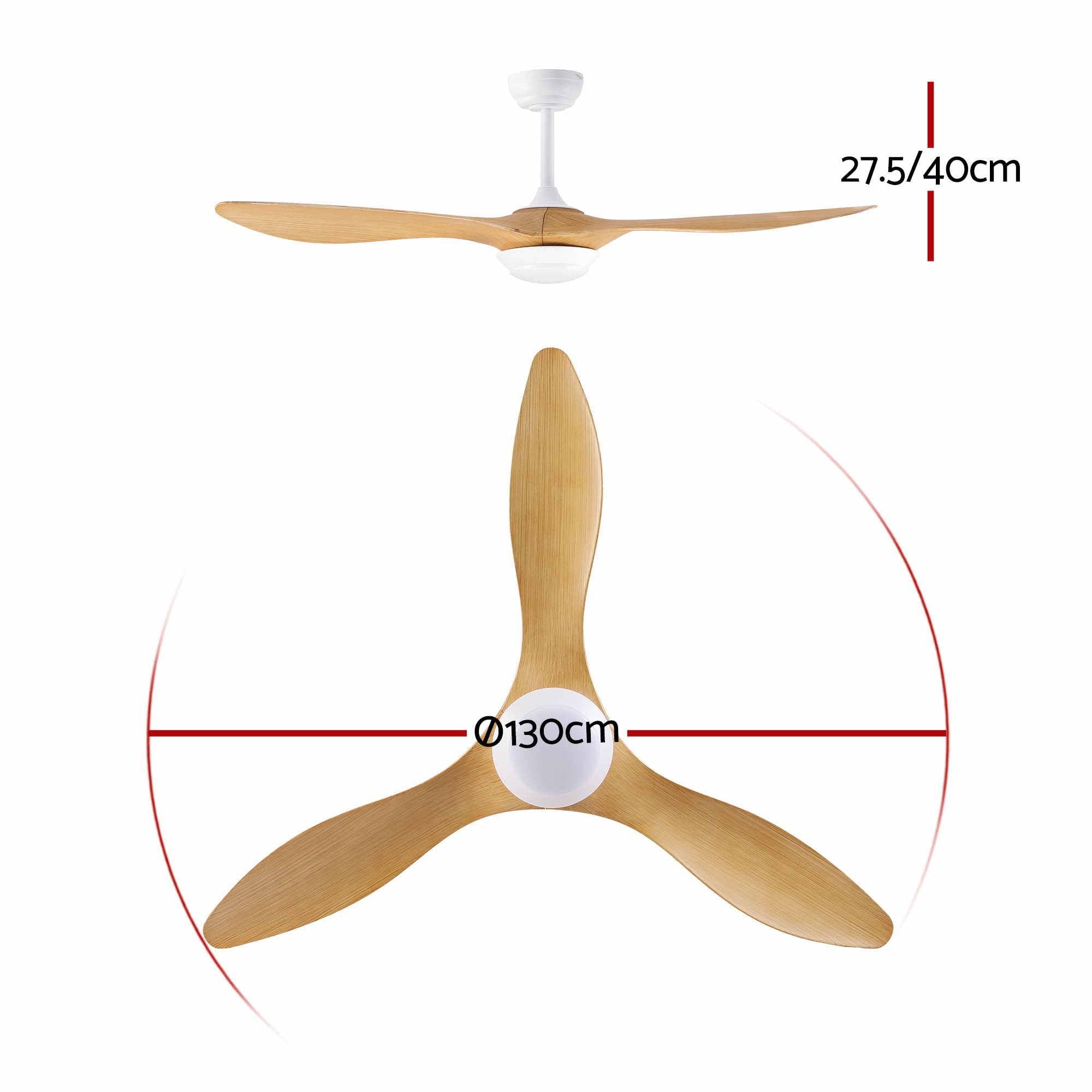 52'' Ceiling Fan DC Motor w/Light w/Remote - Wood