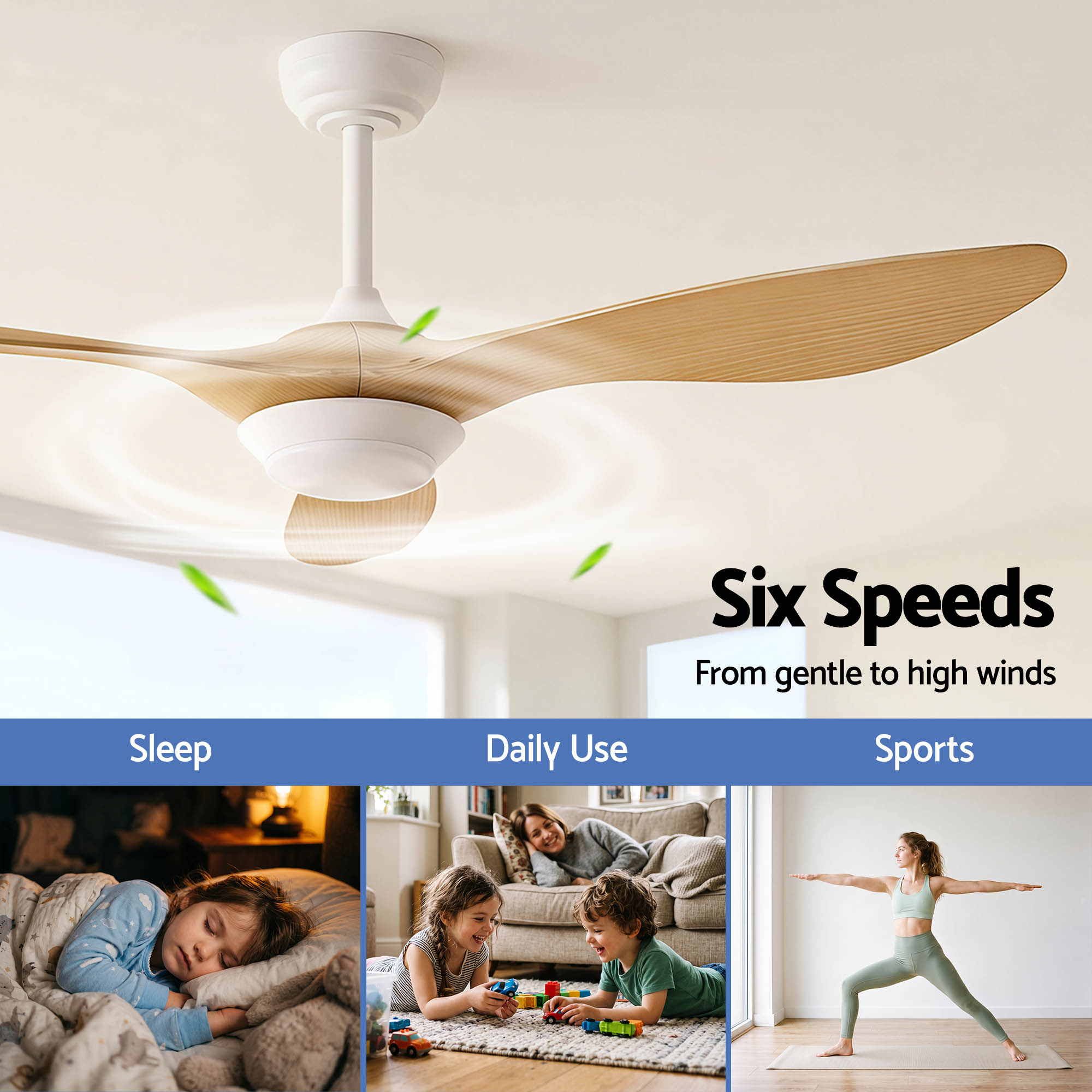 52'' Ceiling Fan DC Motor w/Light w/Remote - Wood
