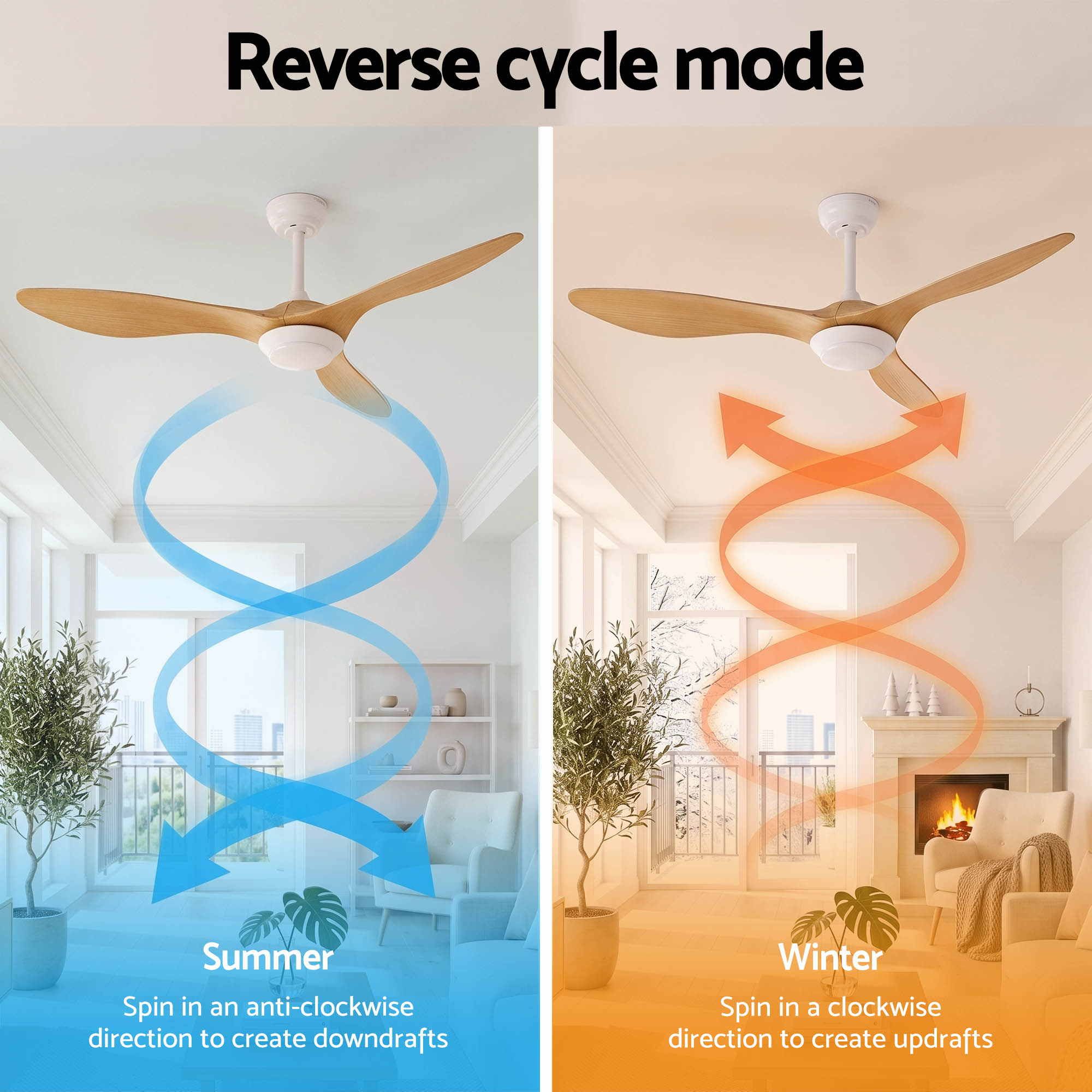 52'' Ceiling Fan DC Motor w/Light w/Remote - Wood