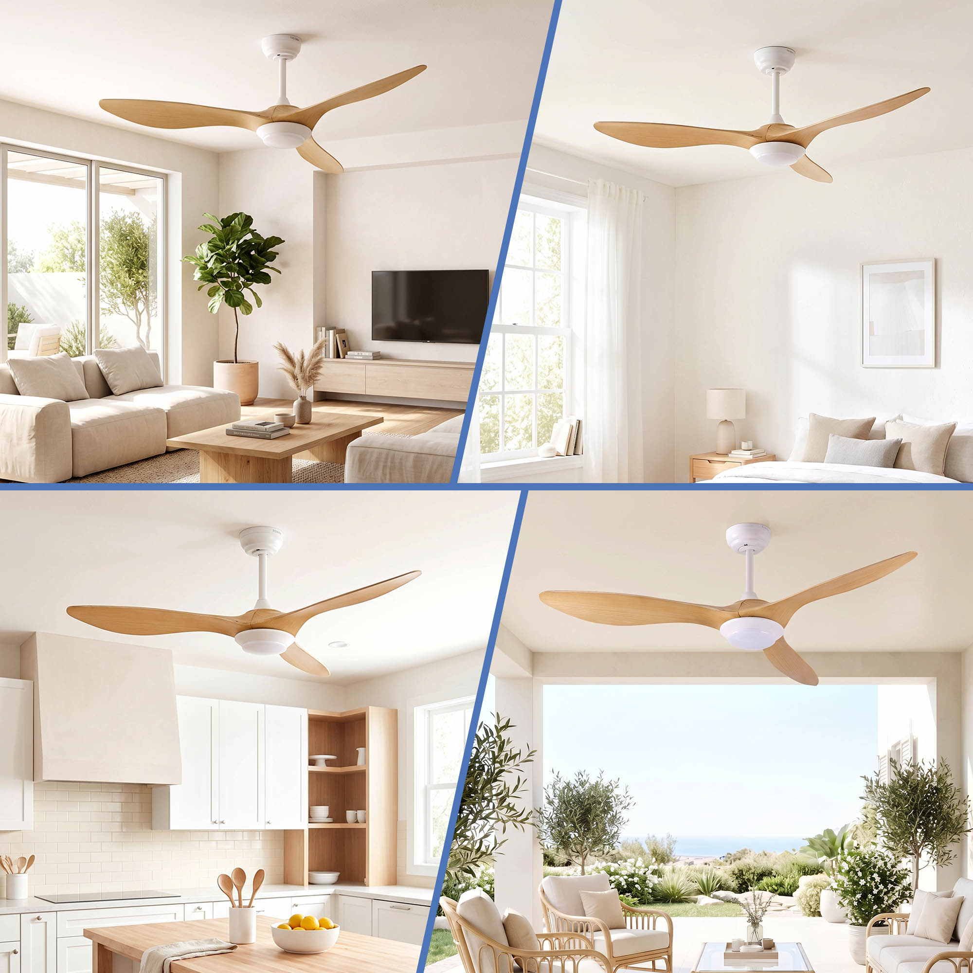 52'' Ceiling Fan DC Motor w/Light w/Remote - Wood
