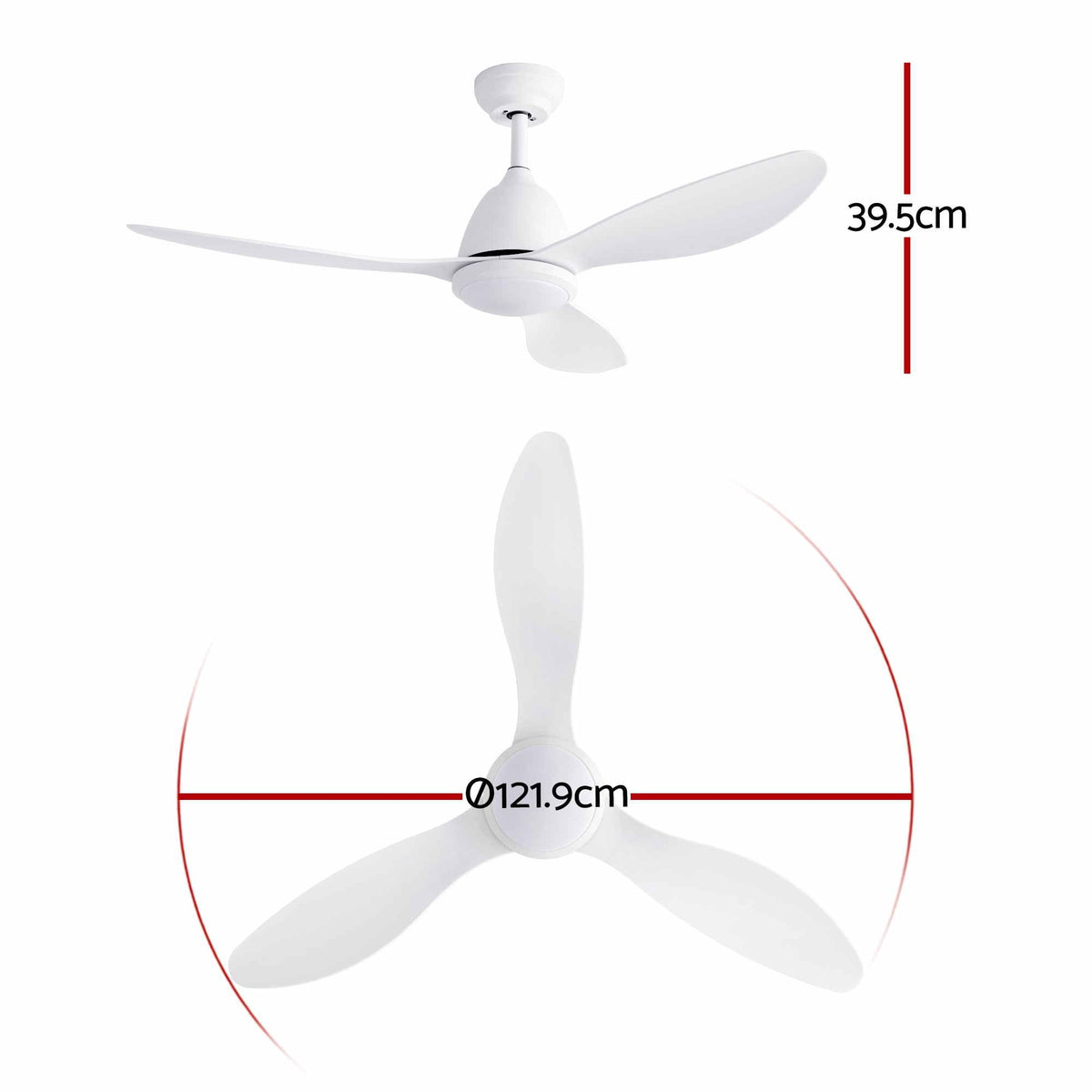 48" Ceiling Fan with LED Light, Remote & DC Motor - White