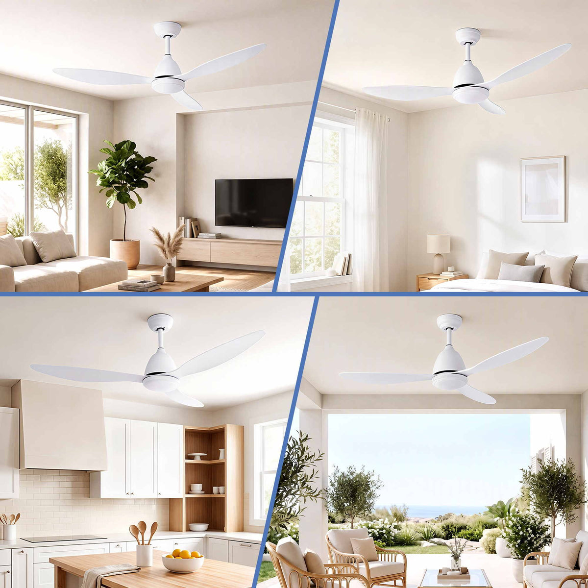48" Ceiling Fan with LED Light, Remote & DC Motor - White