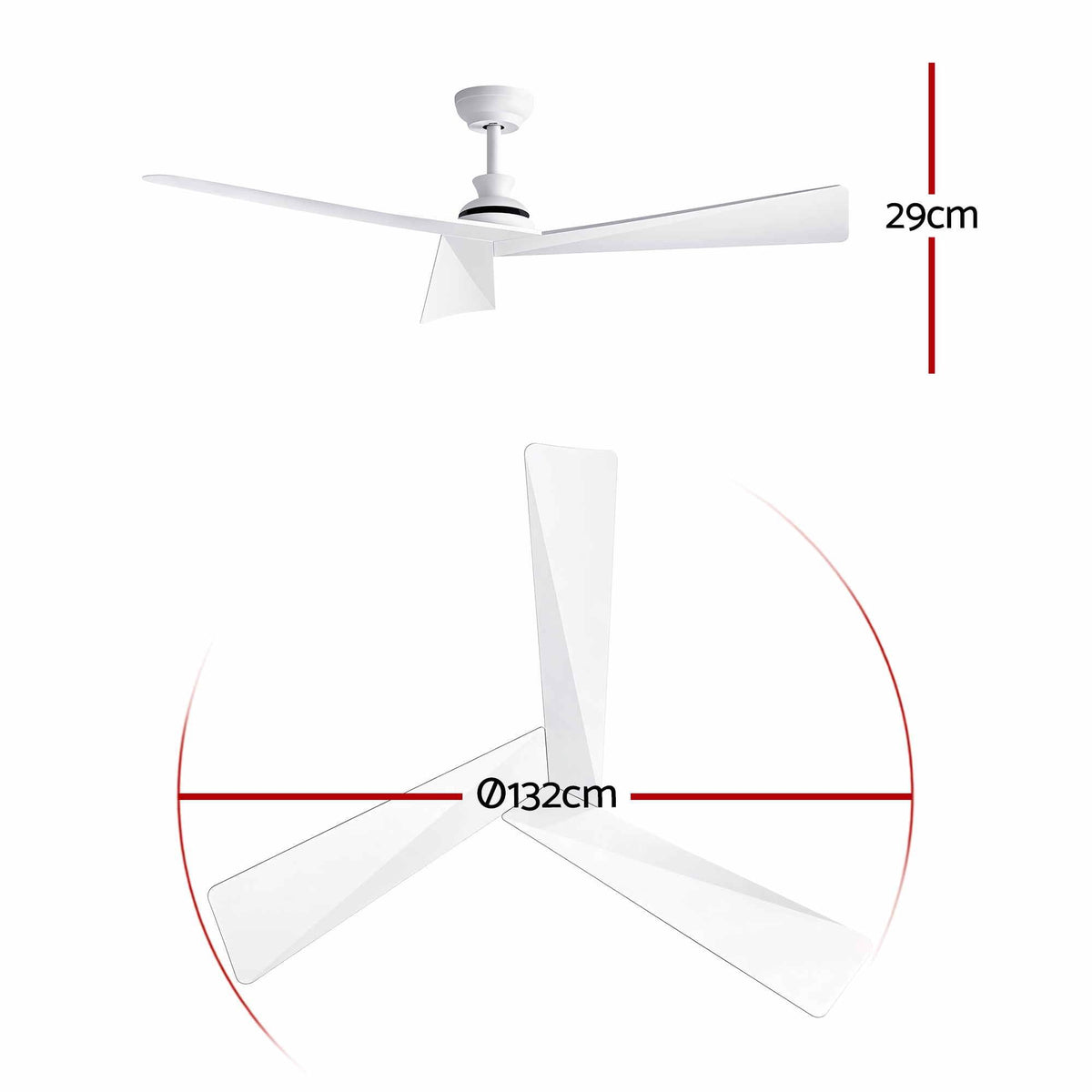 52" Ceiling Fan Modern Minimalist 3 Blades 6 Speeds DC Motor Remote Control - White