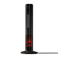 Electric Ceramic Tower Heater 2000W 3D Flame Oscillating Remote Control - Black