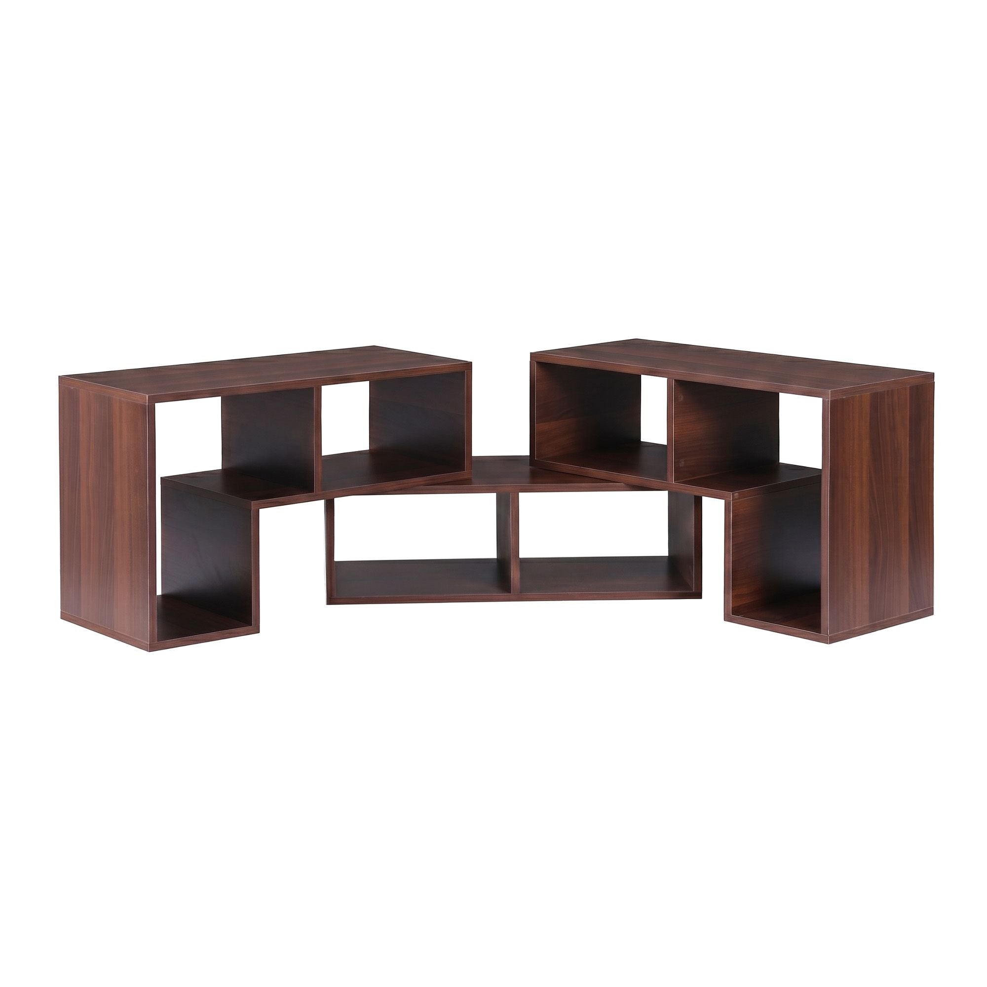 Modular 3-Piece TV Stand Entertainment Unit with Adjustable Shelves - Walnut