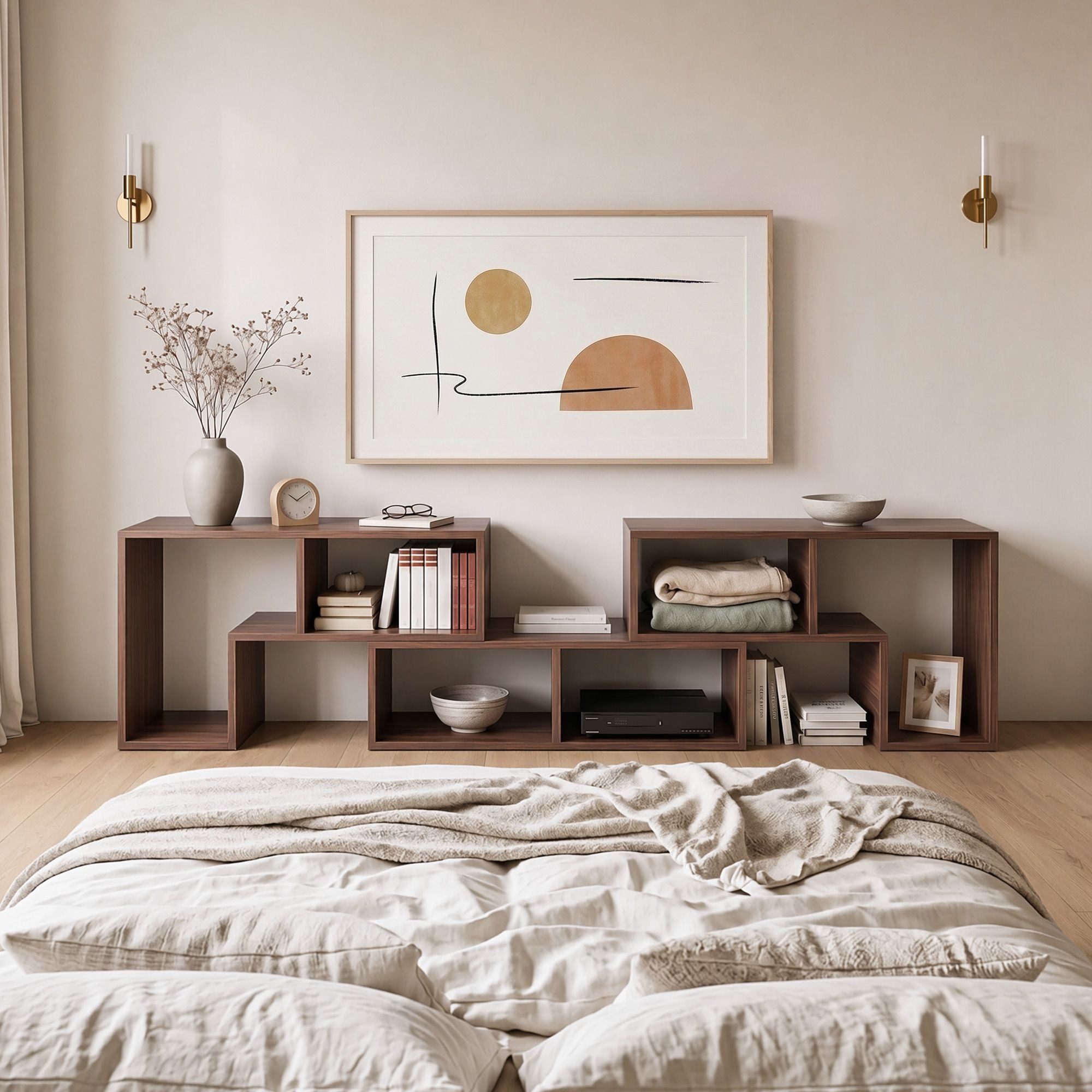 Modular 3-Piece TV Stand Entertainment Unit with Adjustable Shelves - Walnut