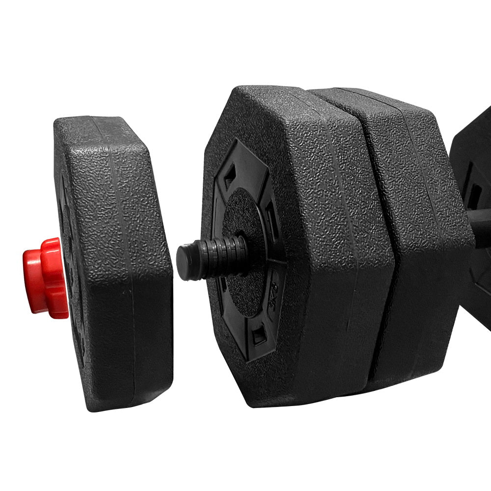 40kg Adjustable Barbell and Dumbbell Weight Lifting Set - Black and Red