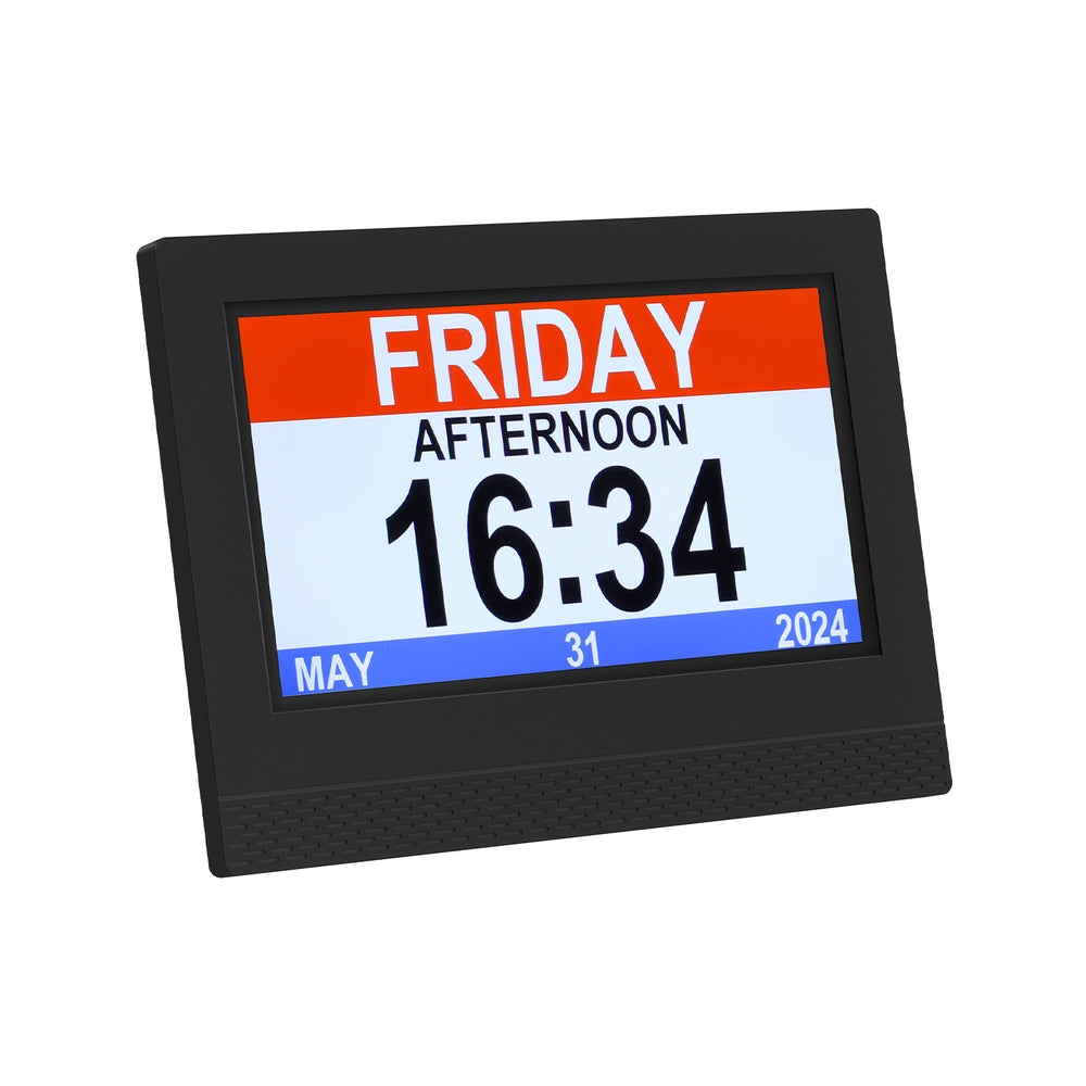 7Inch Digital Day Clock Calendar Alarm Black