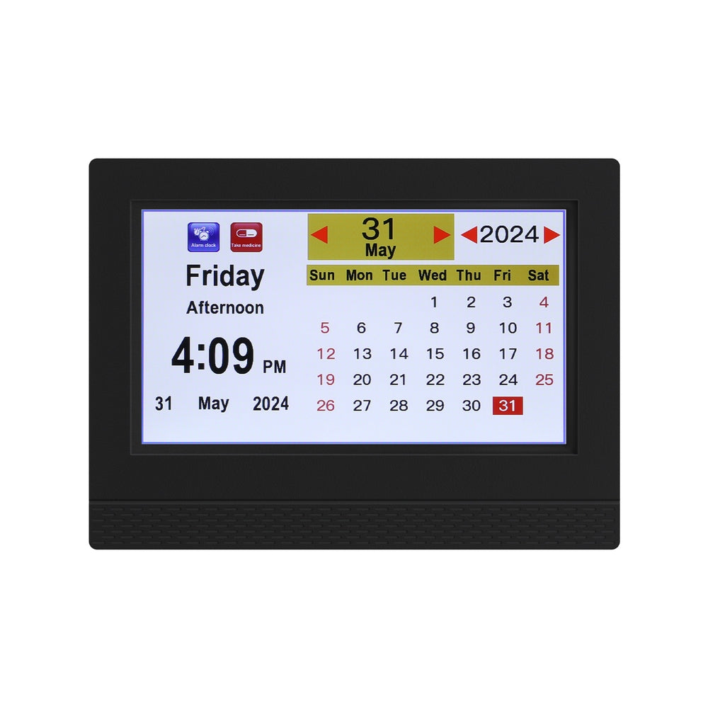 7Inch Digital Day Clock Calendar Alarm Black