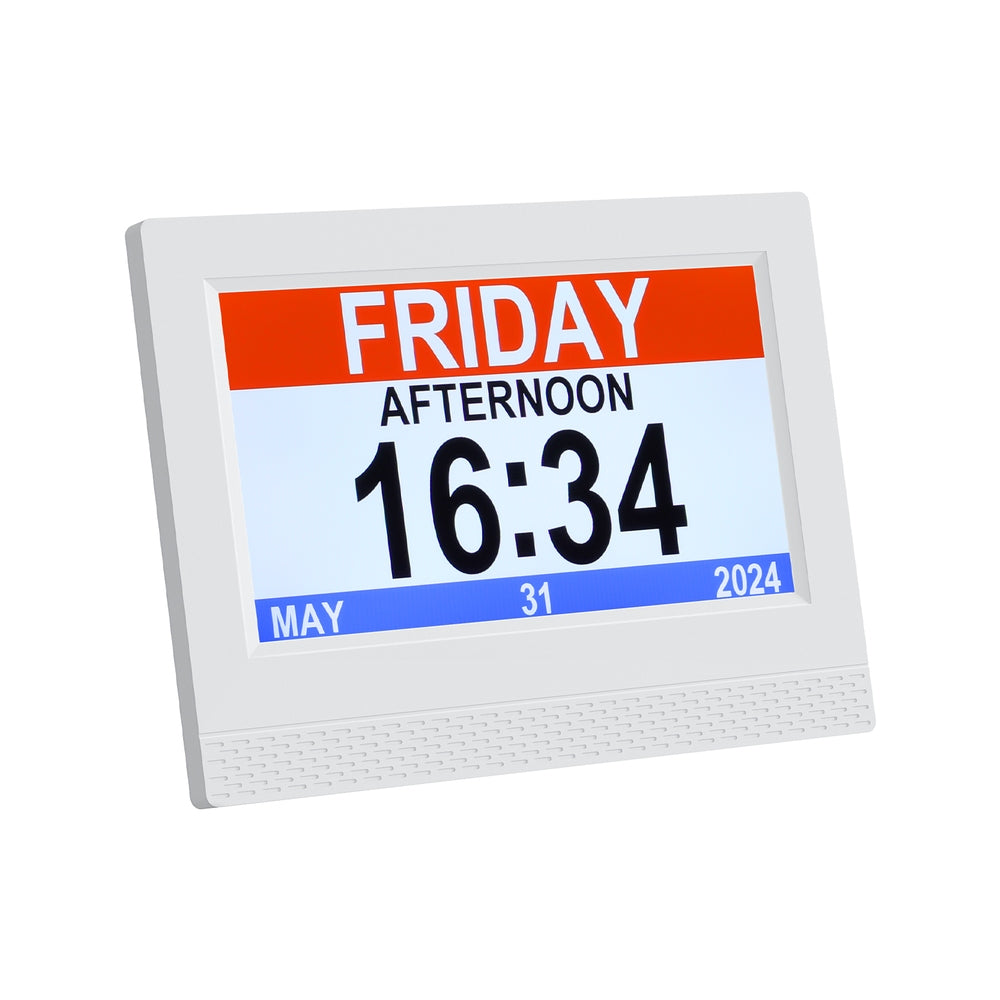 7Inch Digital Day Clock Calendar Alarm White