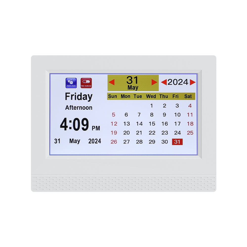 7Inch Digital Day Clock Calendar Alarm White