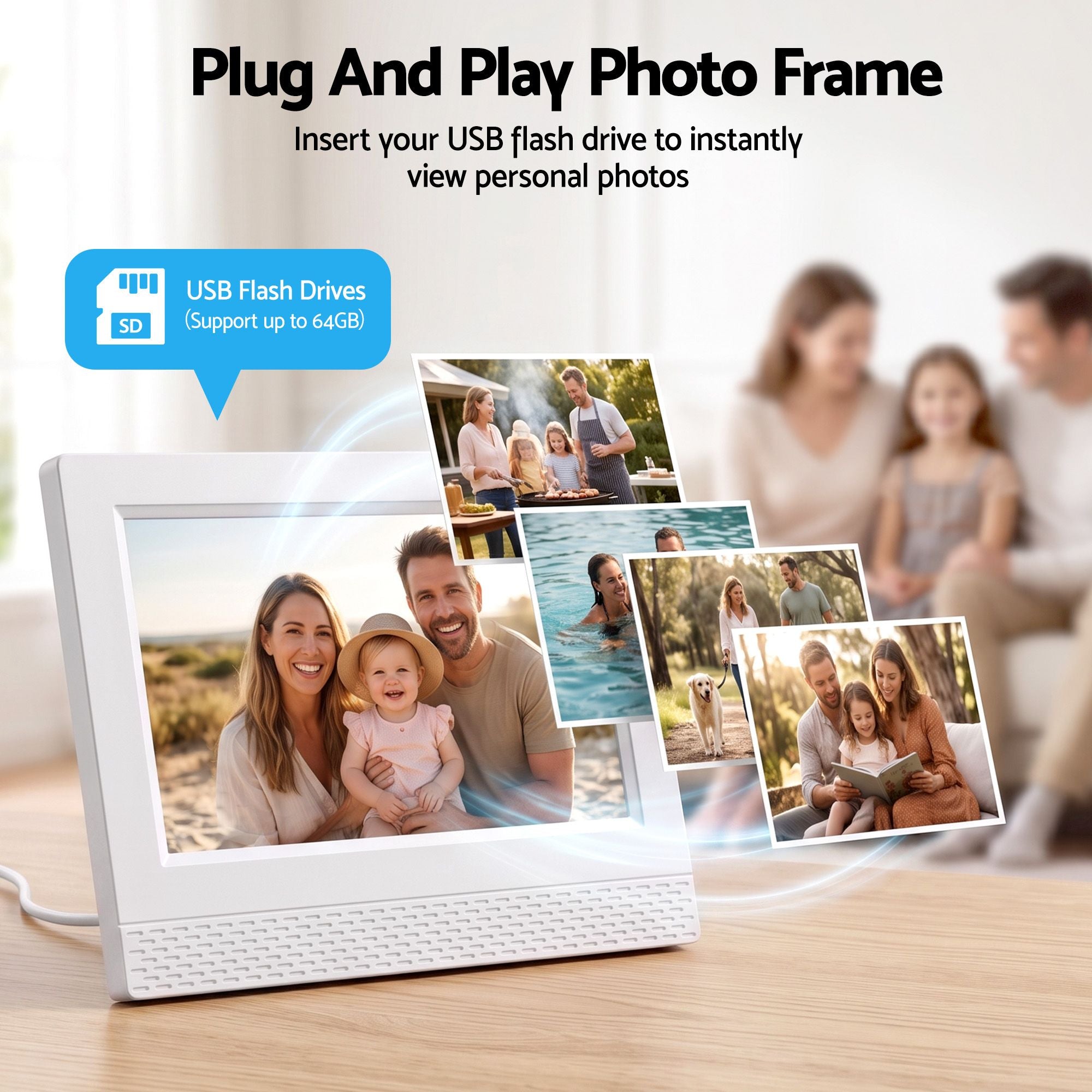 7" Smart Digital Clock Calendar HD IPS Touchscreen Weather Photo Frame